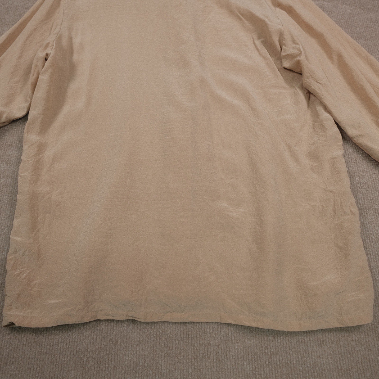 Vintage Blass Port By Bill Blass Women’s 100% Silk Shirt Band Collar Beige S