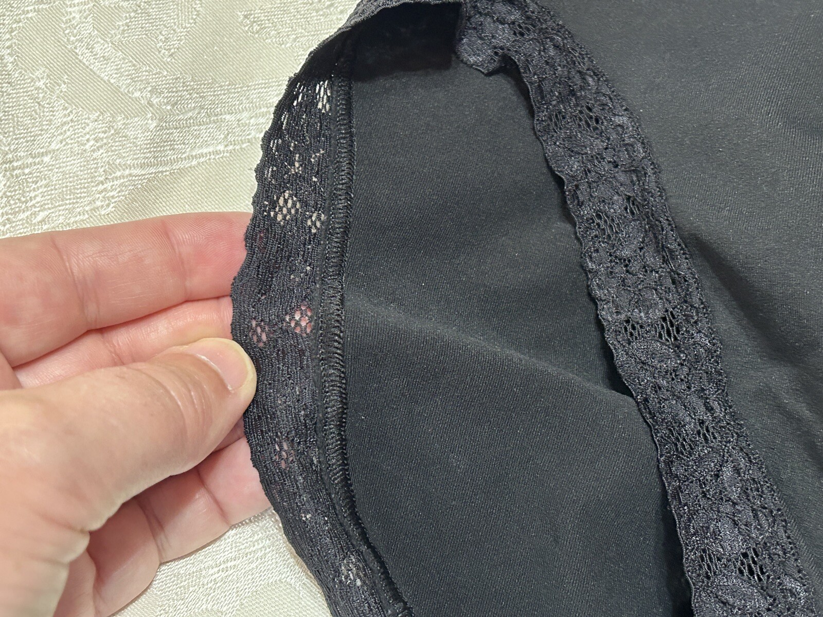 Vtg CACIQUE Tactel Nylon Lace Trim Hi-Cut 18/20 Black Shaping Panties #258