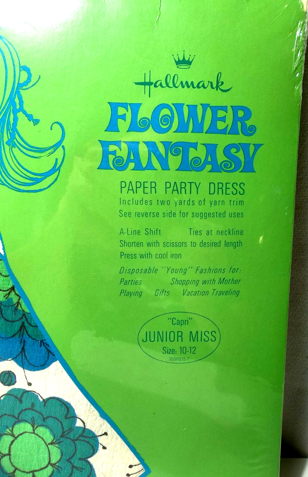 Vintage Hallmark Flower Fantasy Paper Party Dress „Capri” Junior Miss 10-12 NEW