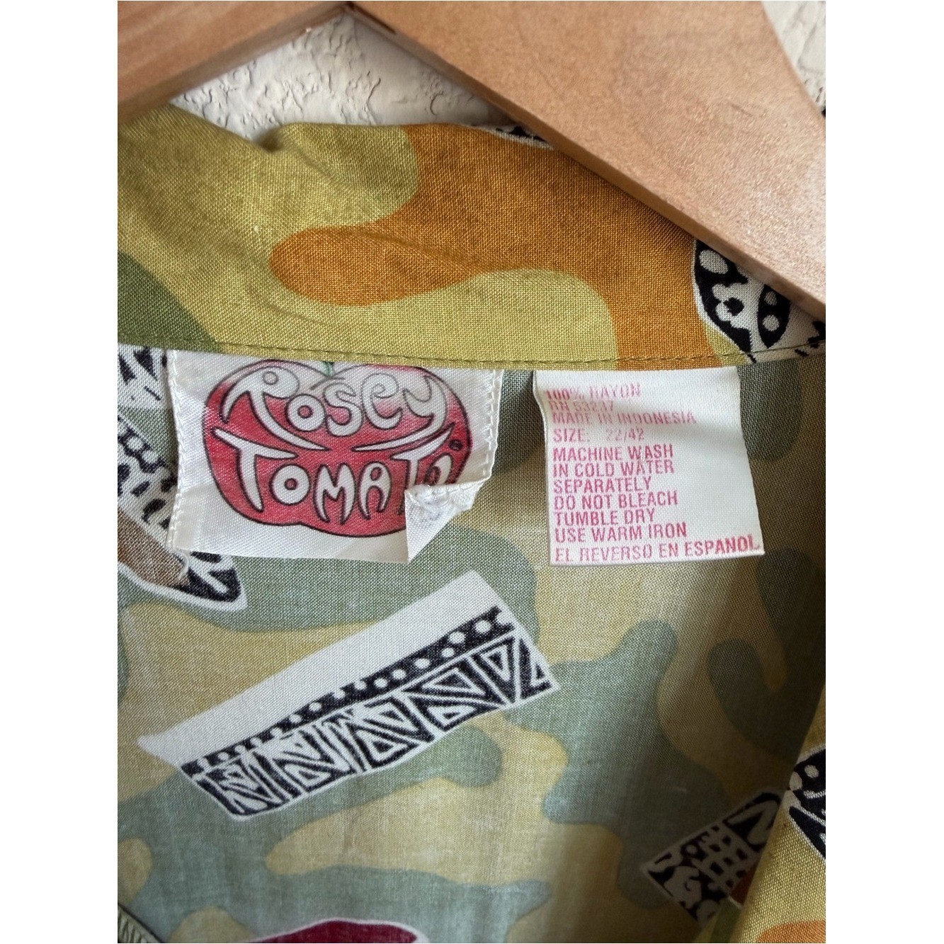 Vintage 90s Art Teacher Pottery Print Rayon Tunic Plus Size 22 Rosey Tomato Boho