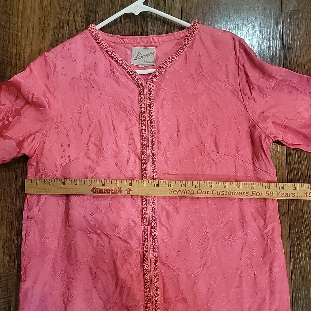 60s Lisanne Vintage Loungewear Melon Pink Medium 36-38″Ch 52 Len Zipper Brocade