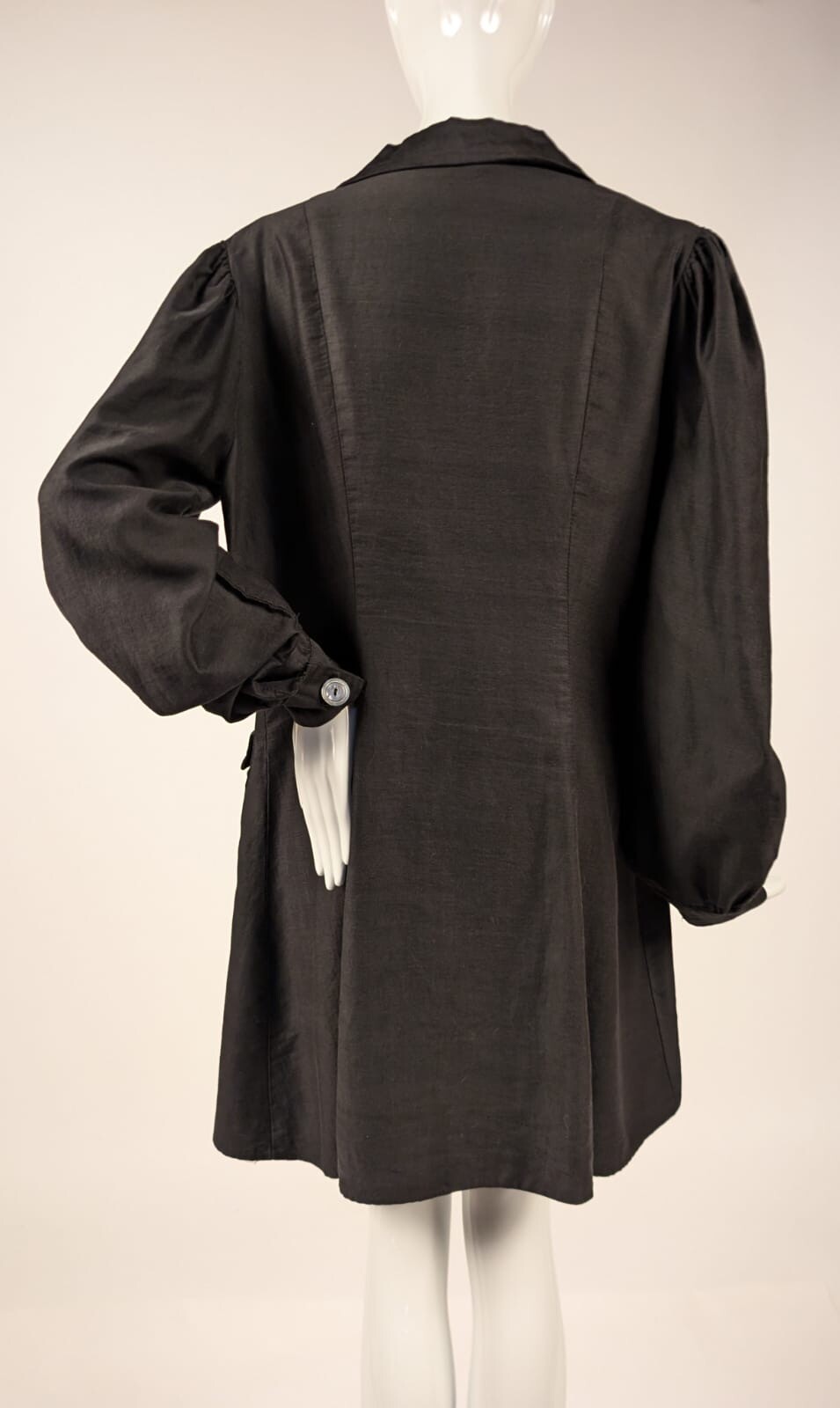 EDWARDIAN BLACK POLISHED COTTON JACKET W 5 BUTTON FRONT