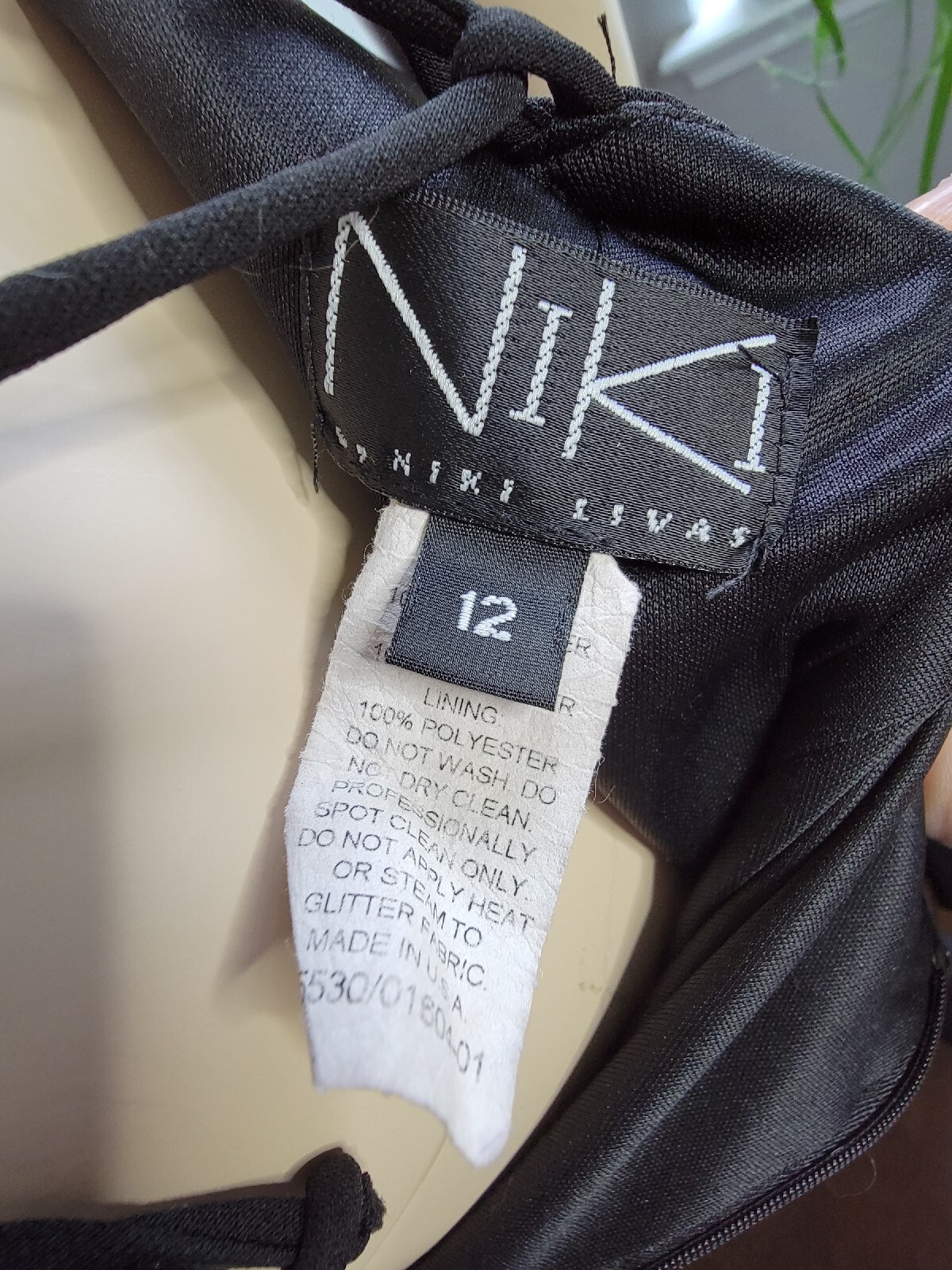 vintage 90s Niki by Niki Livas black formal dress open back corset godet hem 12 