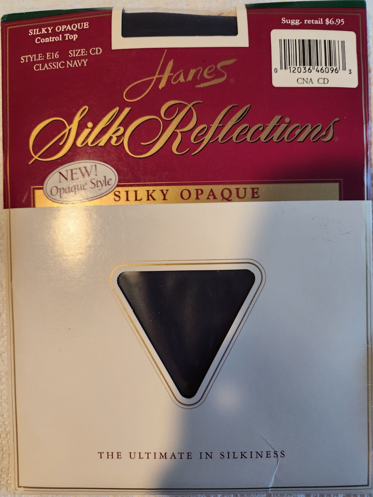 Hanes Silk Reflections Opaque Control Top Classic Navy Style E16 Size CD