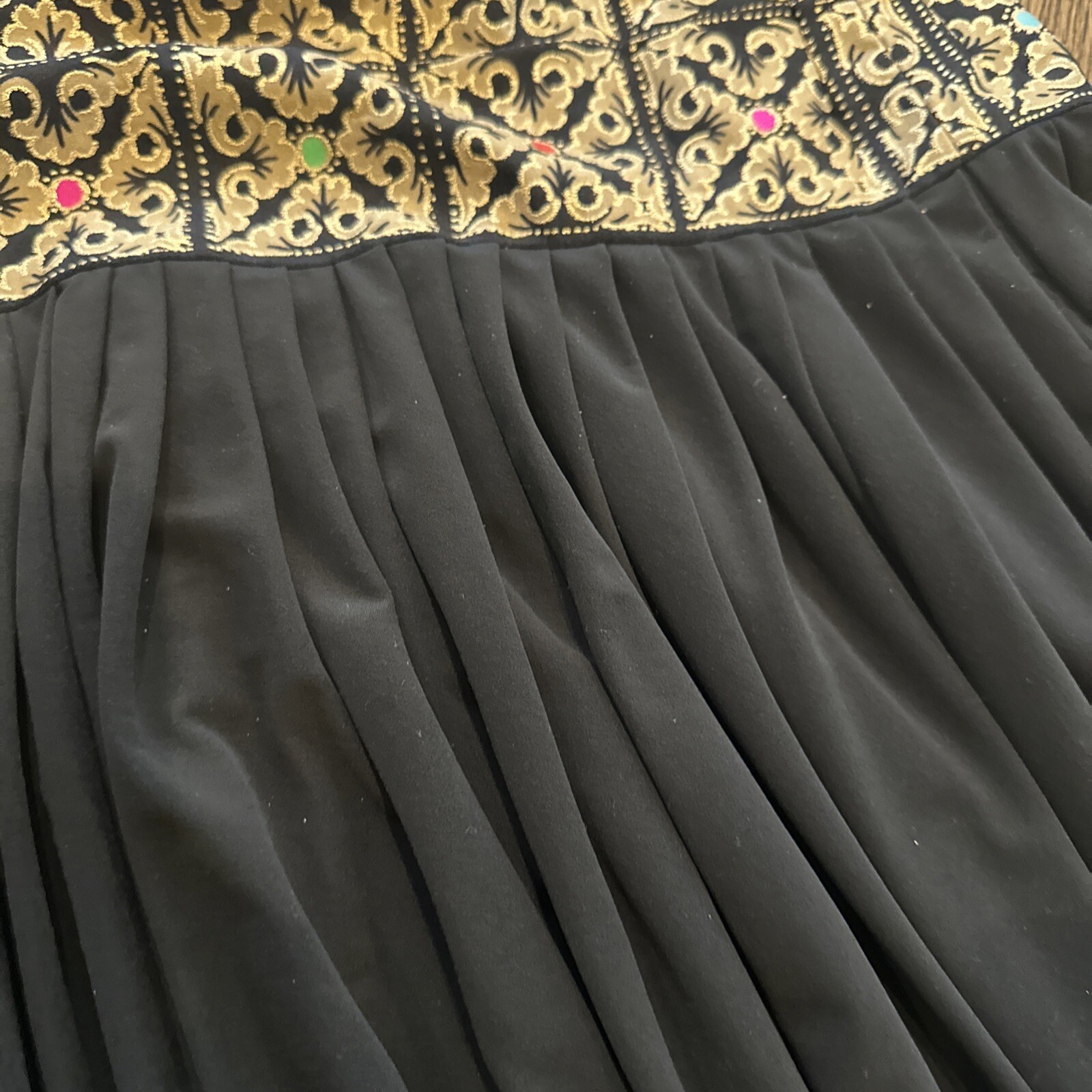 Vtg 70s Late 1970s Glam Gold Stenciled Disco Era Saks 5th Ave Gottex Swim Skirt