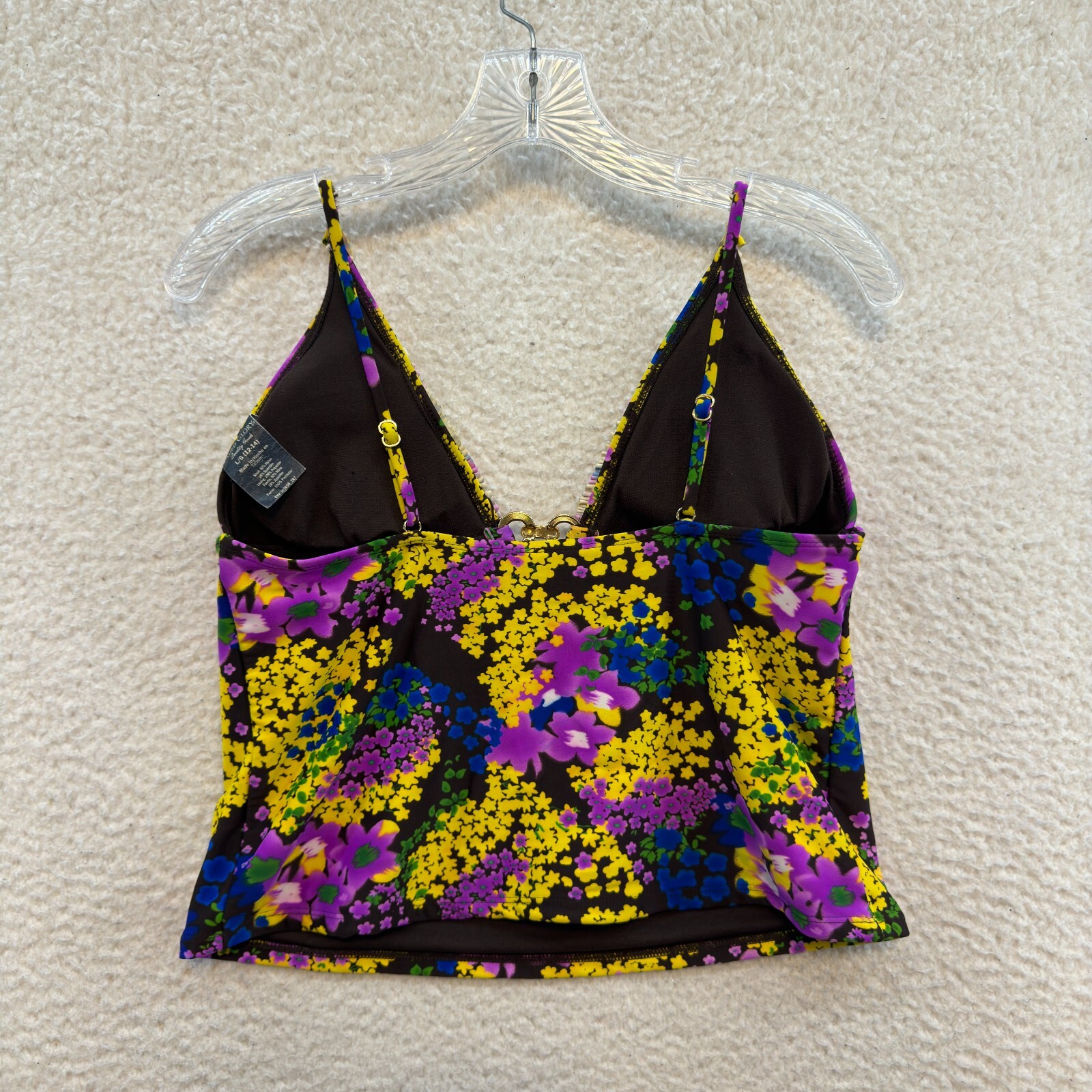 Y2K Vintage Tankini Swim Top Large 12 Floral Padded Boho Fairy Grunge Whimsigoth