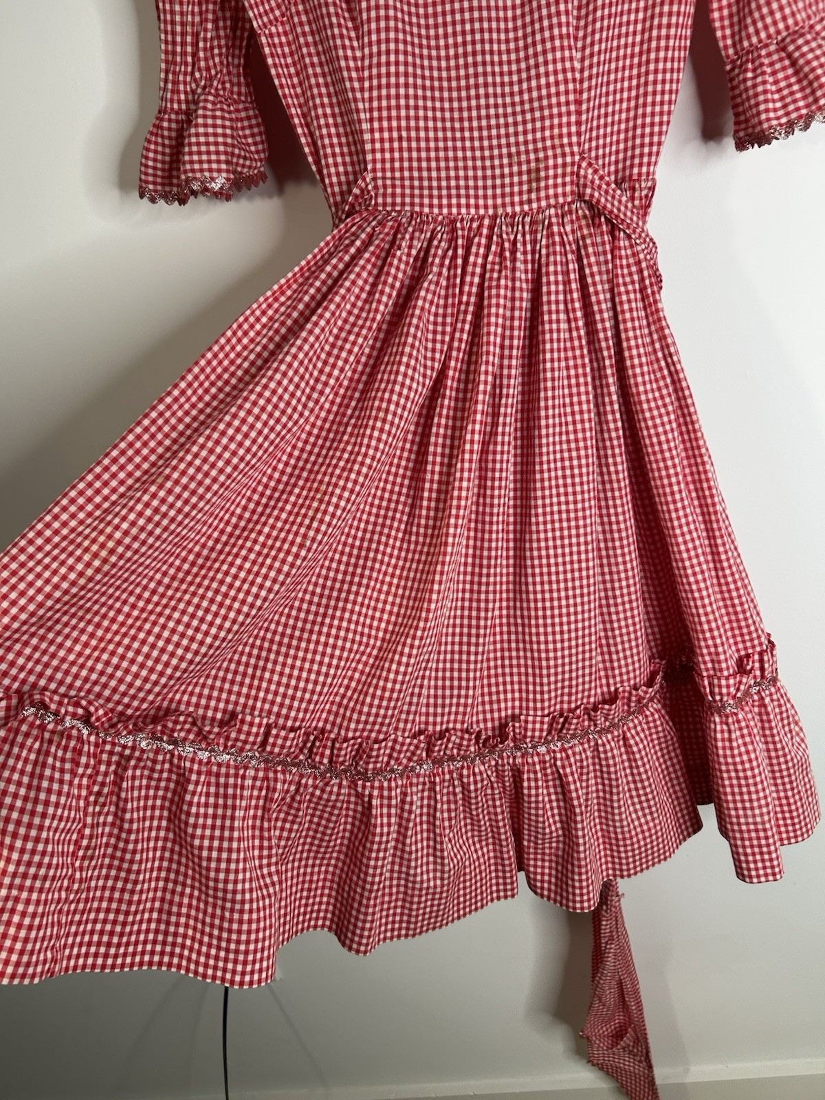 Vintage 1970’s Dress Women’s Red Gingham Western Cowgirl Prarie