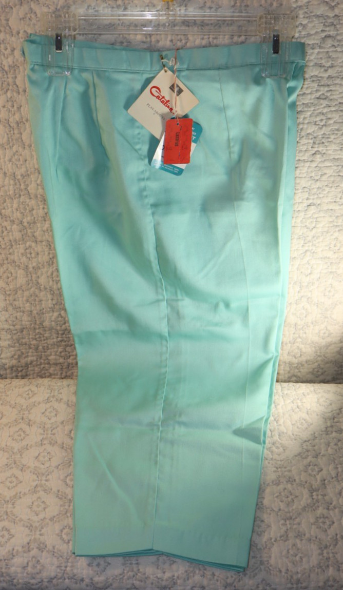 VTG 60s DuPont CATALINA Aqua DACRON & COTTON PEDAL PUSHER Pants Slacks NWT Sz S