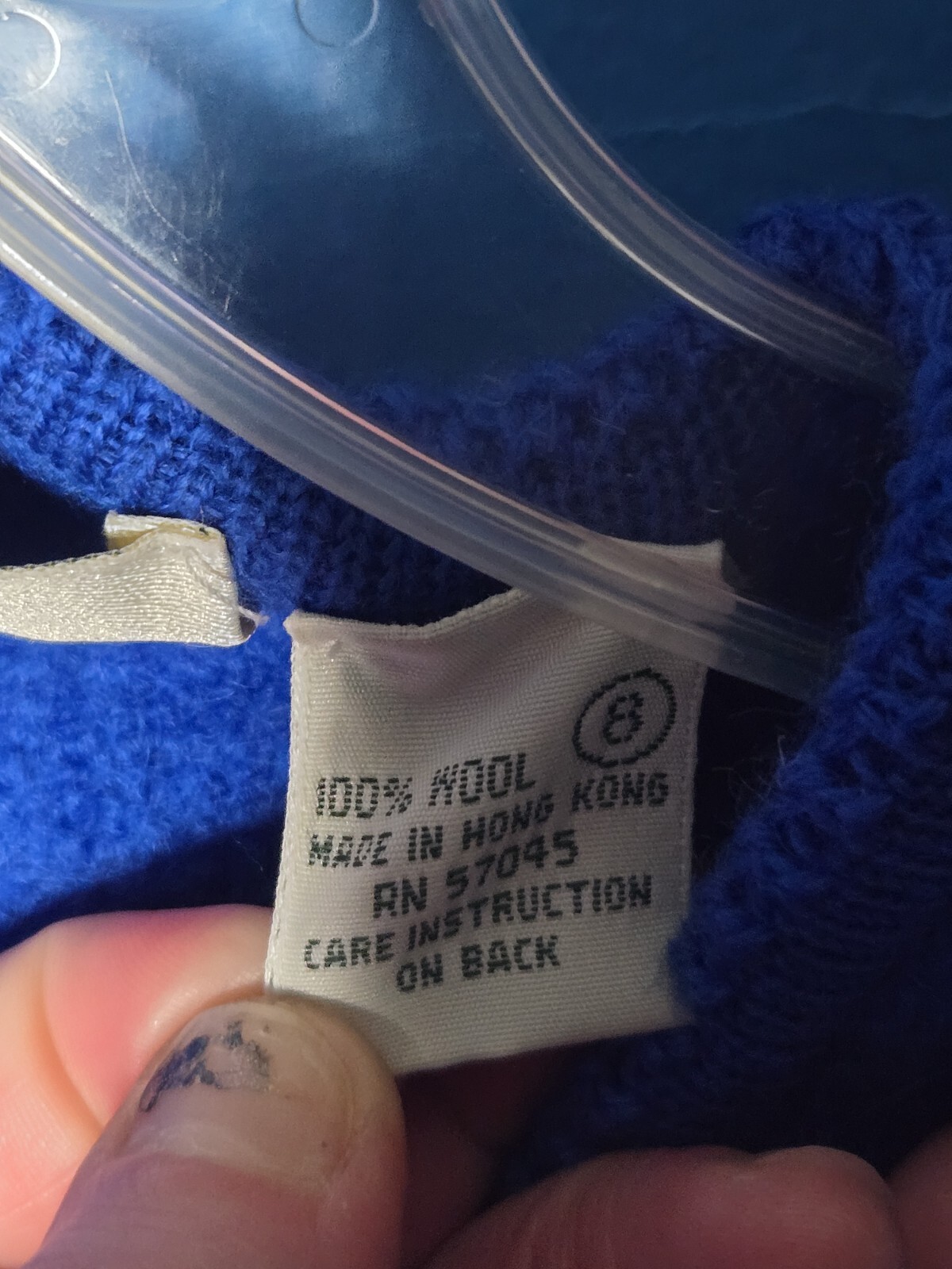 Vintage 70s 80s Gorgeous Carroll Reed Blue Boiled Wool Cardigan Size 8 Hong Kong