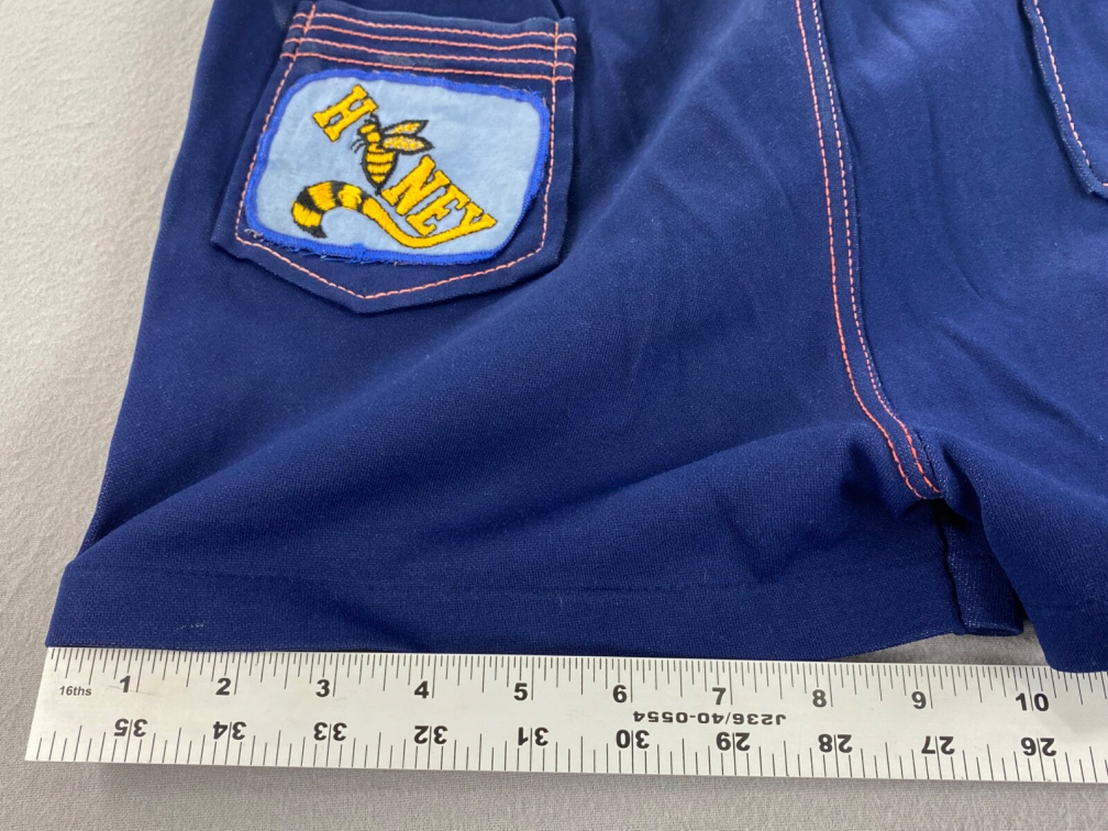 Y2K KMart Brand “Honey” Short Shorts Women’s 16 Blue Pink Retro Patch Bumblebee