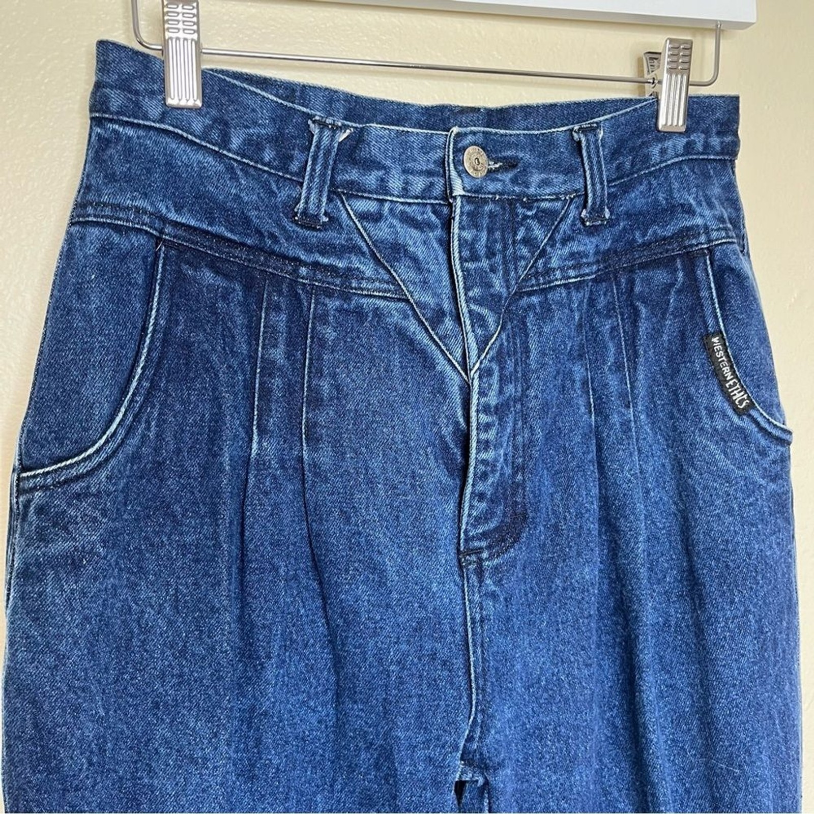 Vintage Western Ethics High Waisted Pleated Blue Denim Bareback Jean Women 11/12