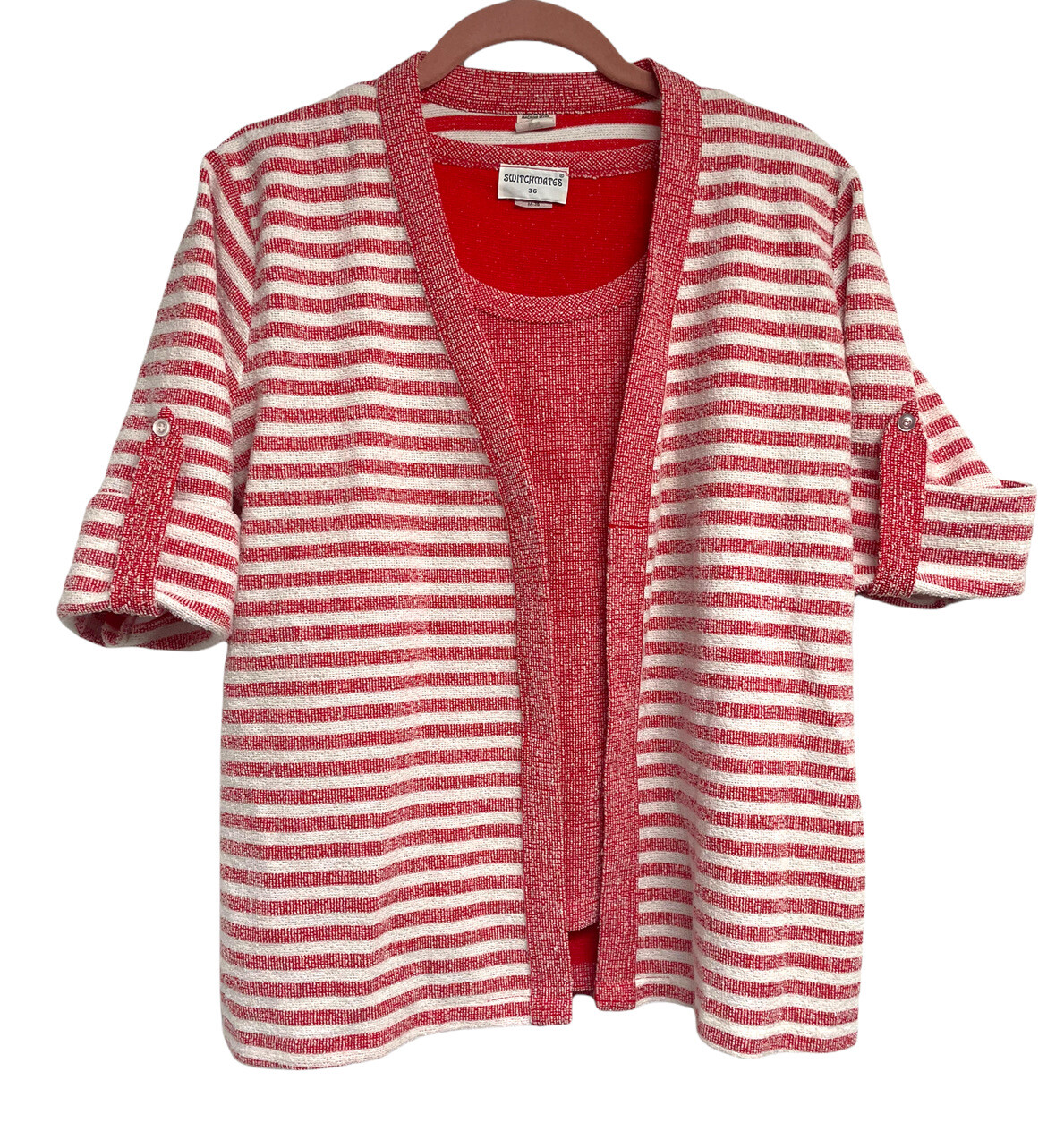 Vintage Switchmates Women’s Tank Cardigan Twin Set Polyester Terrycloth Sz M