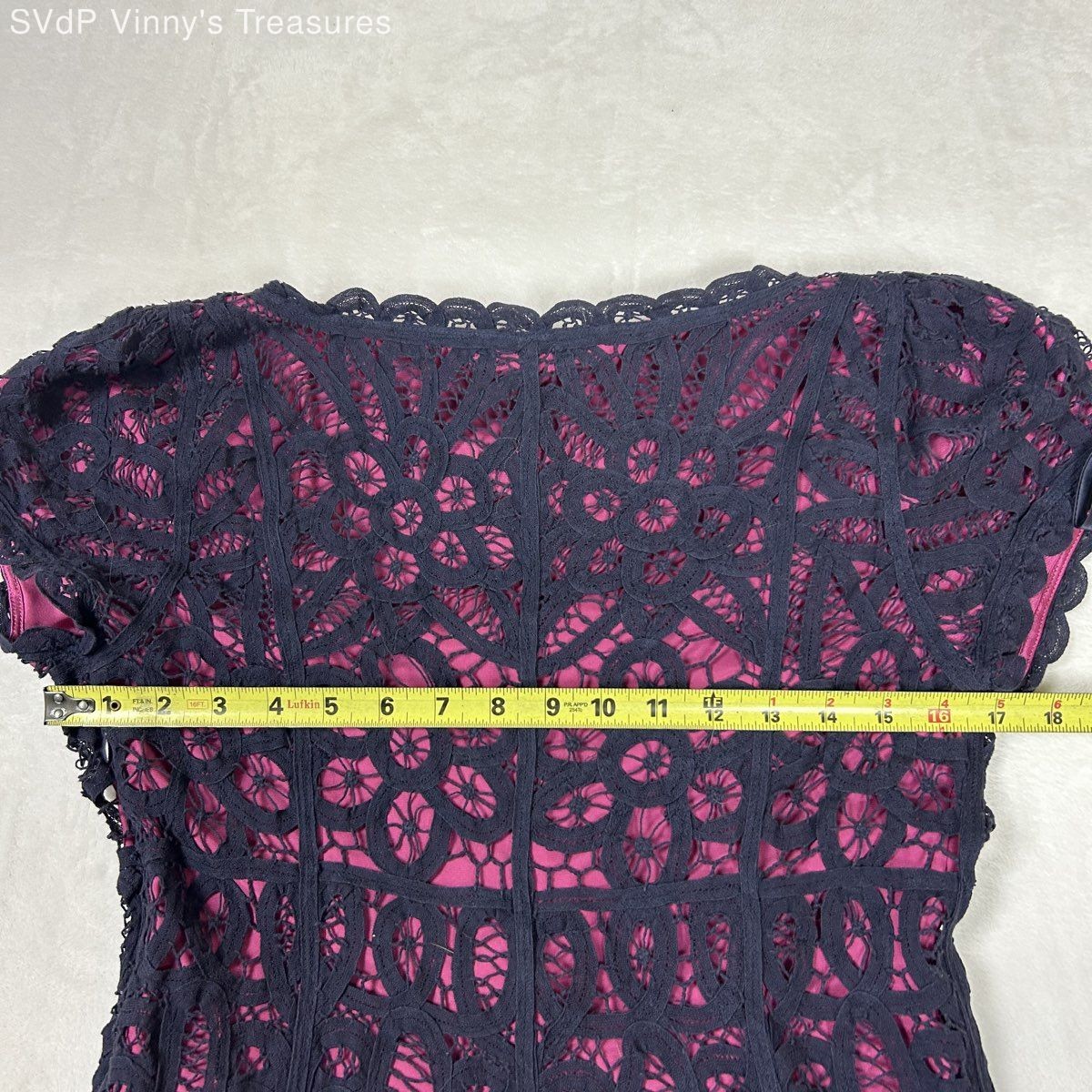 Vintage Y2K Betsey Johnson Women’s Navy Pink Floral Lace Silk Lining Dress Sz 8