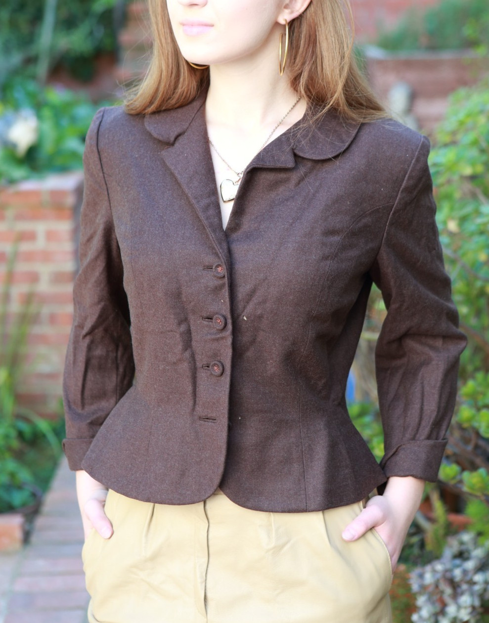 Vintage 40s Helen Terrell S Nobility 100% Wool Jacket Fitted Brown