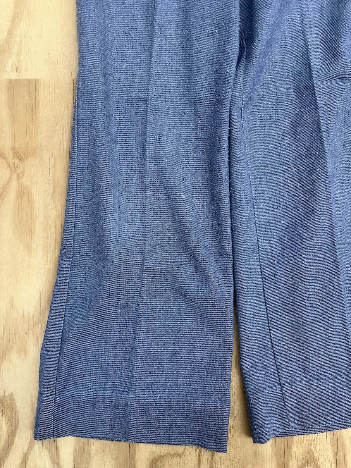 Vtg 70s Western Chambray Pants Braided Rope Trim High Waist Wide Leg Wide Leg 28
