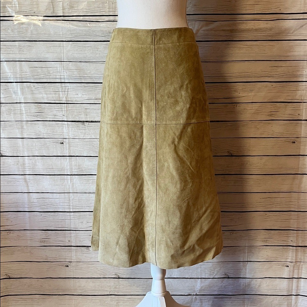 Vintage Y2K 100% Genuine Leather Midi Skirt Size 4 Boho Coastal Cowgirl Western