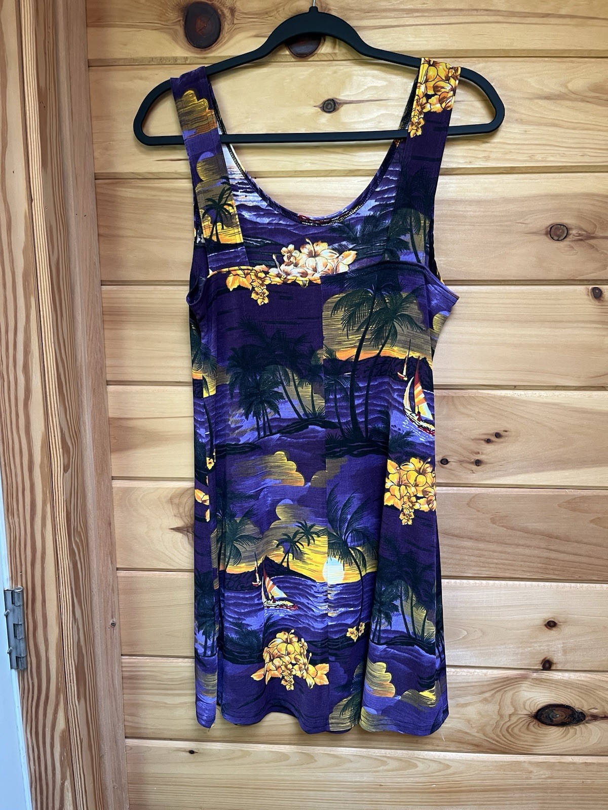 Vintage 90s Body Con Purple Beach Dress With Orange Accents Size L