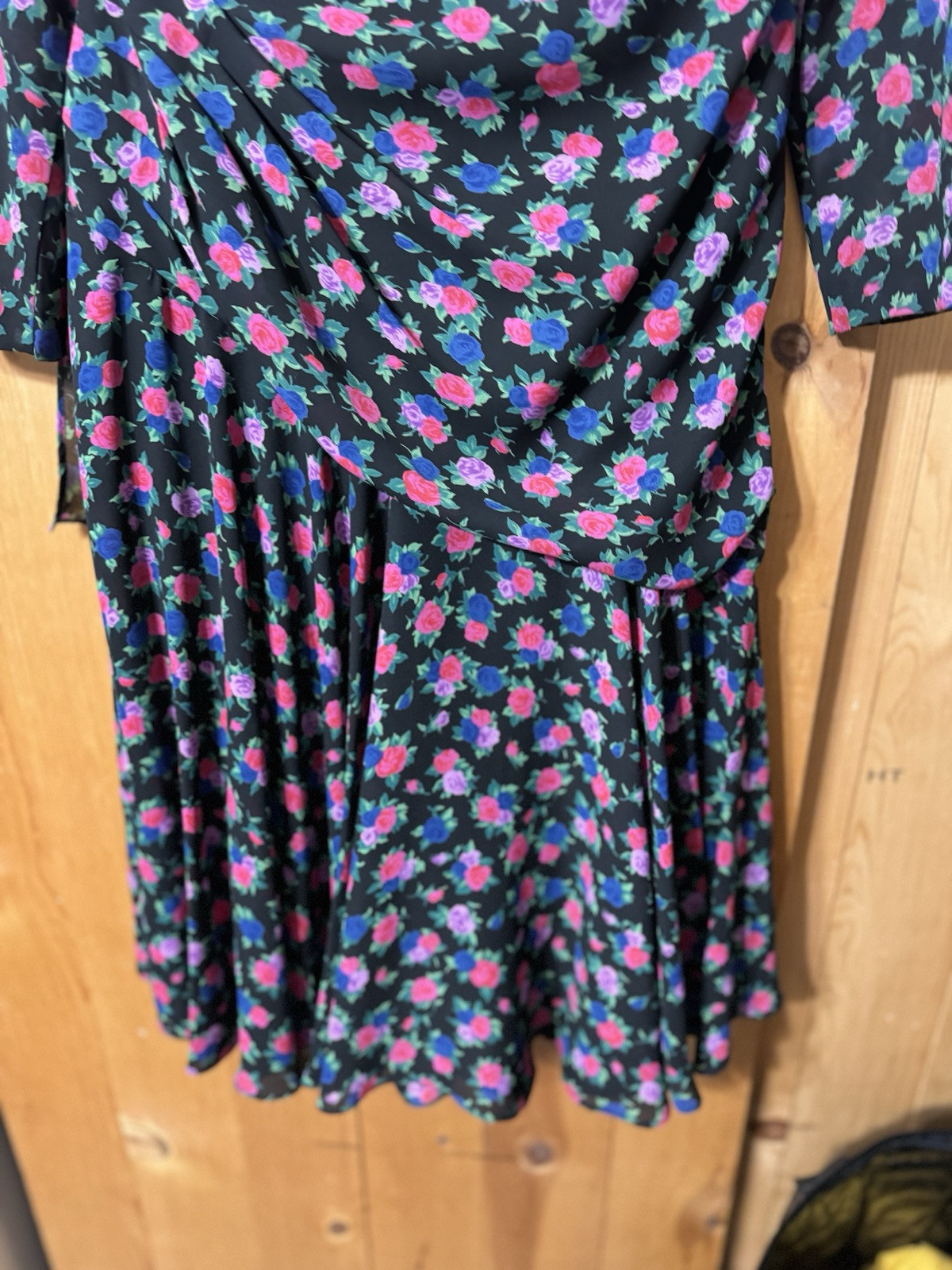 VTG 80s LIZ ROBERTS PUFF By Mary Ann Lamonte Floral Side Wrap Women’s Size M/L