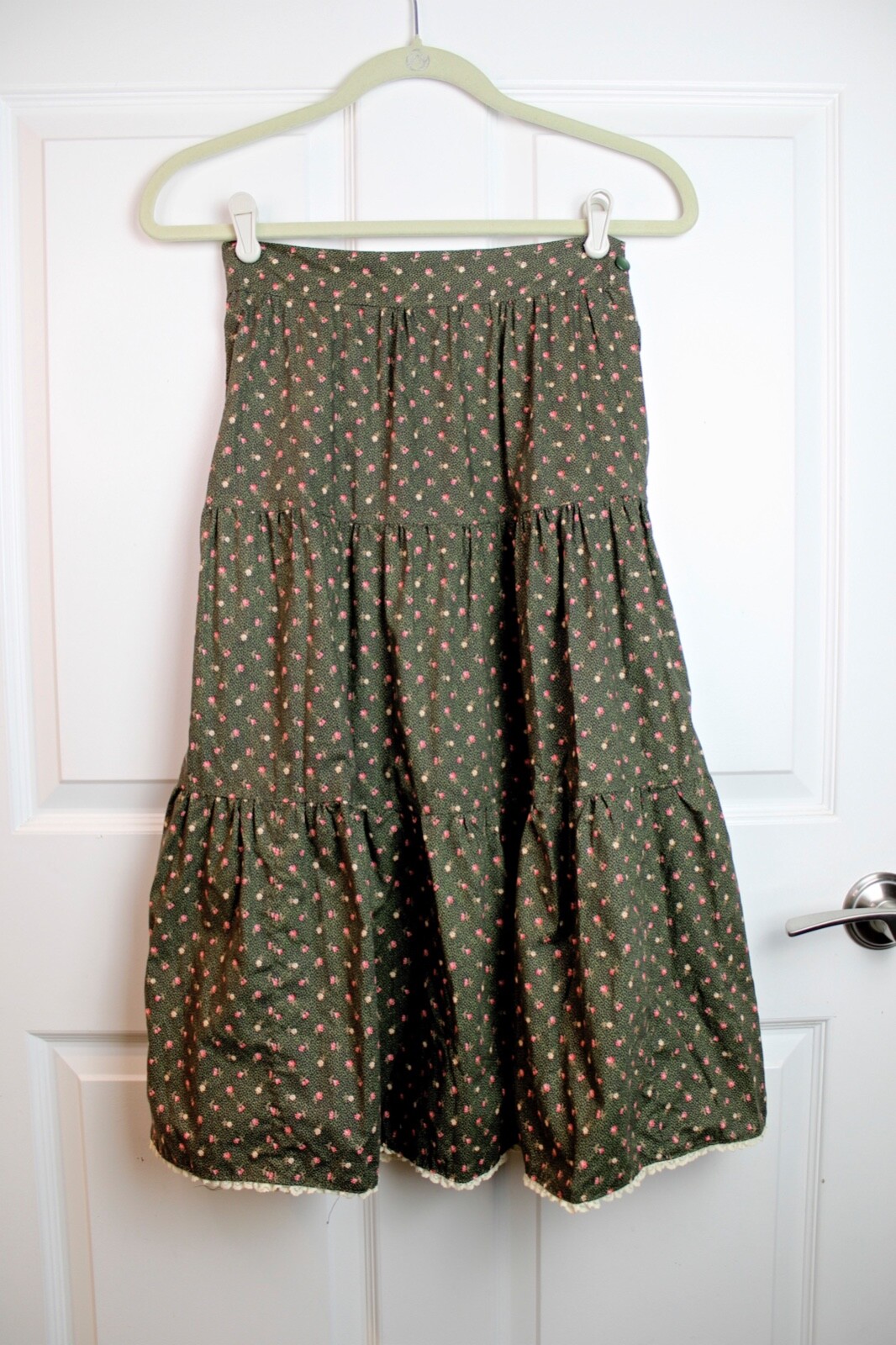 Handmade Vintage VIP Fabric Cranston Print Works Micro Floral Prairie Skirt XS-S