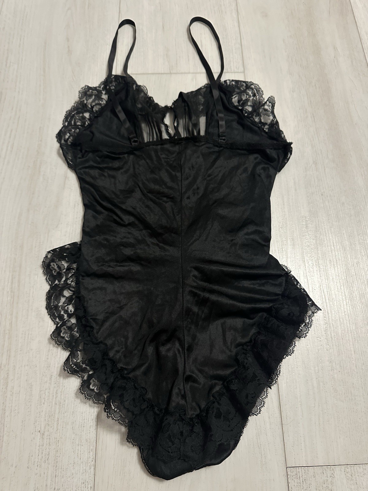Vintage Shirley of Hollywood Nylon Teddy Sz M – Black