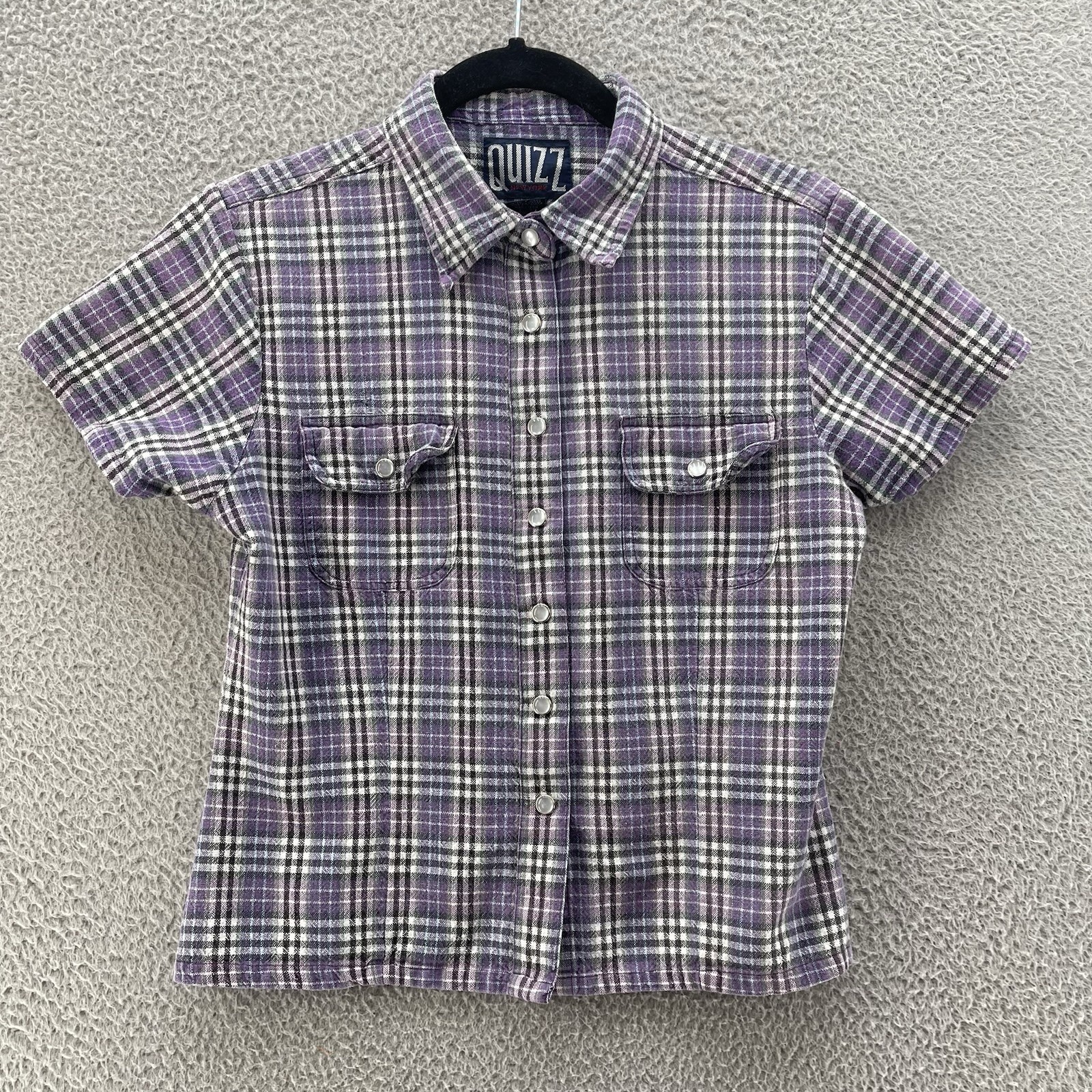 Vintage Quizz New with tags York Snaps Up Shirt Women Medium Crop Petite Purple*