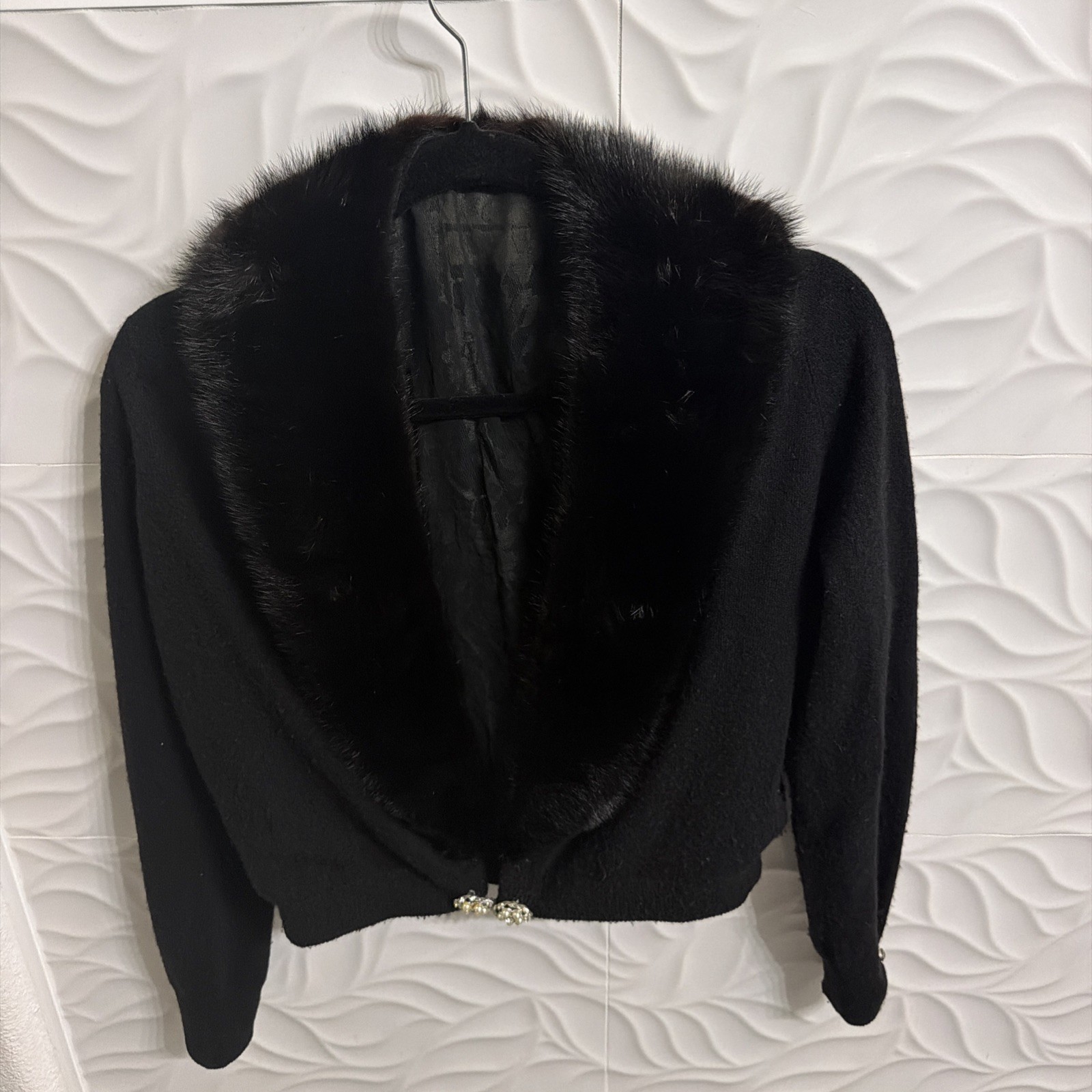Vintage Hadley Cashmere Cardigan With Dark Mink Collar