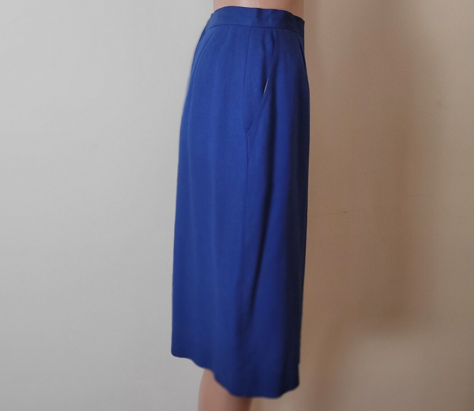 Vintage pencil Skirt Women’s XS 24″ bright blue 60s office Pinup academia cotton