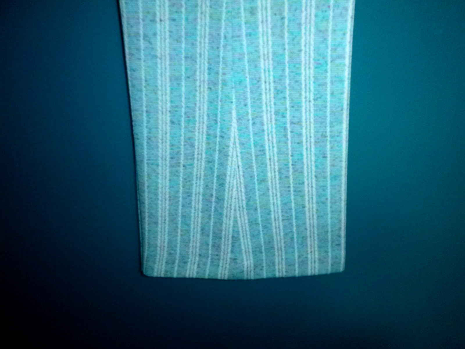 Vtg 70s Graff Textured Stretch Poly Pant Suit Aqua Colored Flecks Sz S