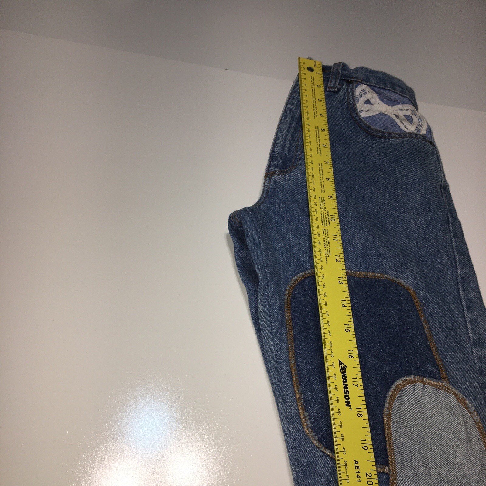 Vtg L.E.I Riding Wear Made in USA Jeans Patchwork Size 3 24×31 High Waist Mom