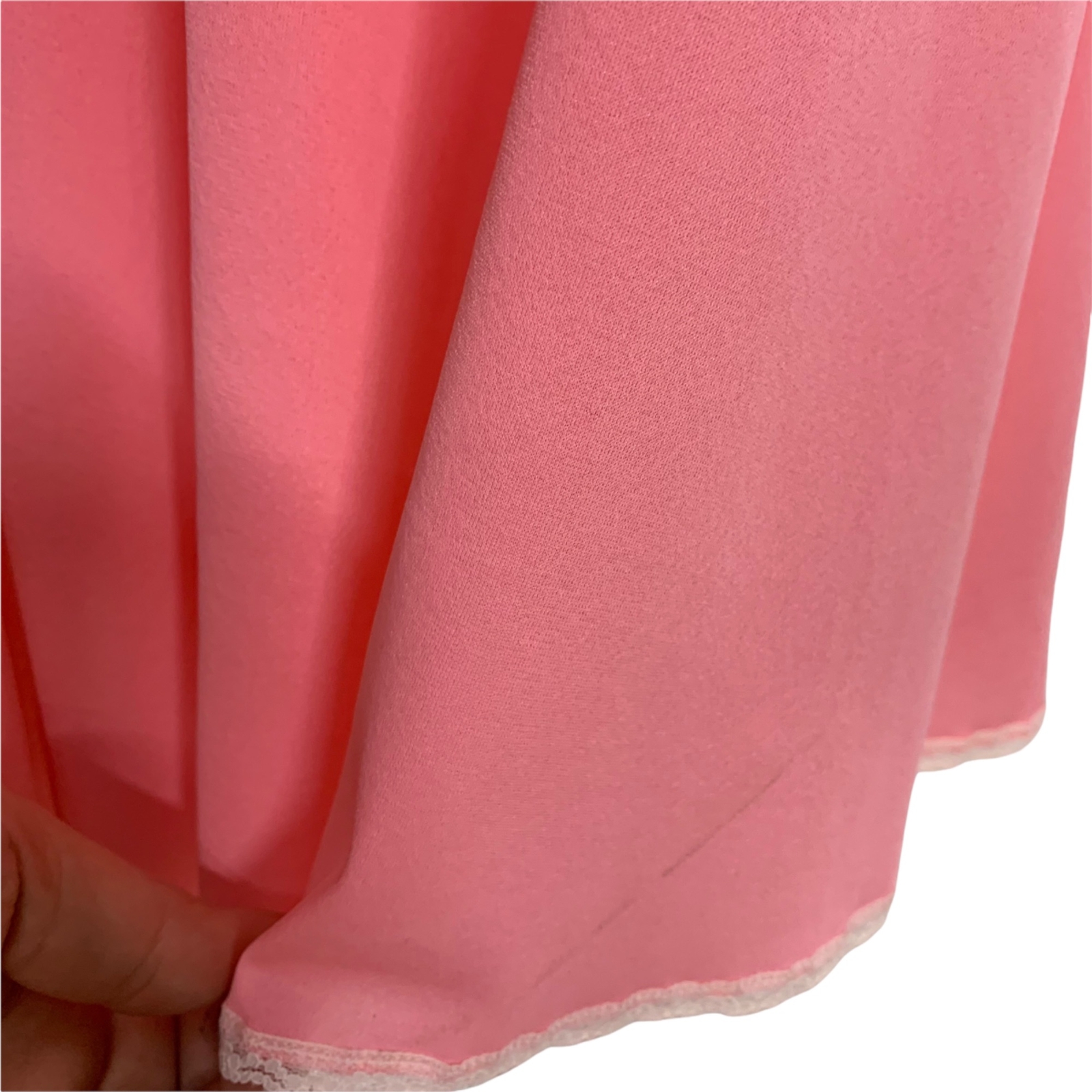 Vintage 60s Dutchmaid Pink Nylon Lace Trim House Dress Large