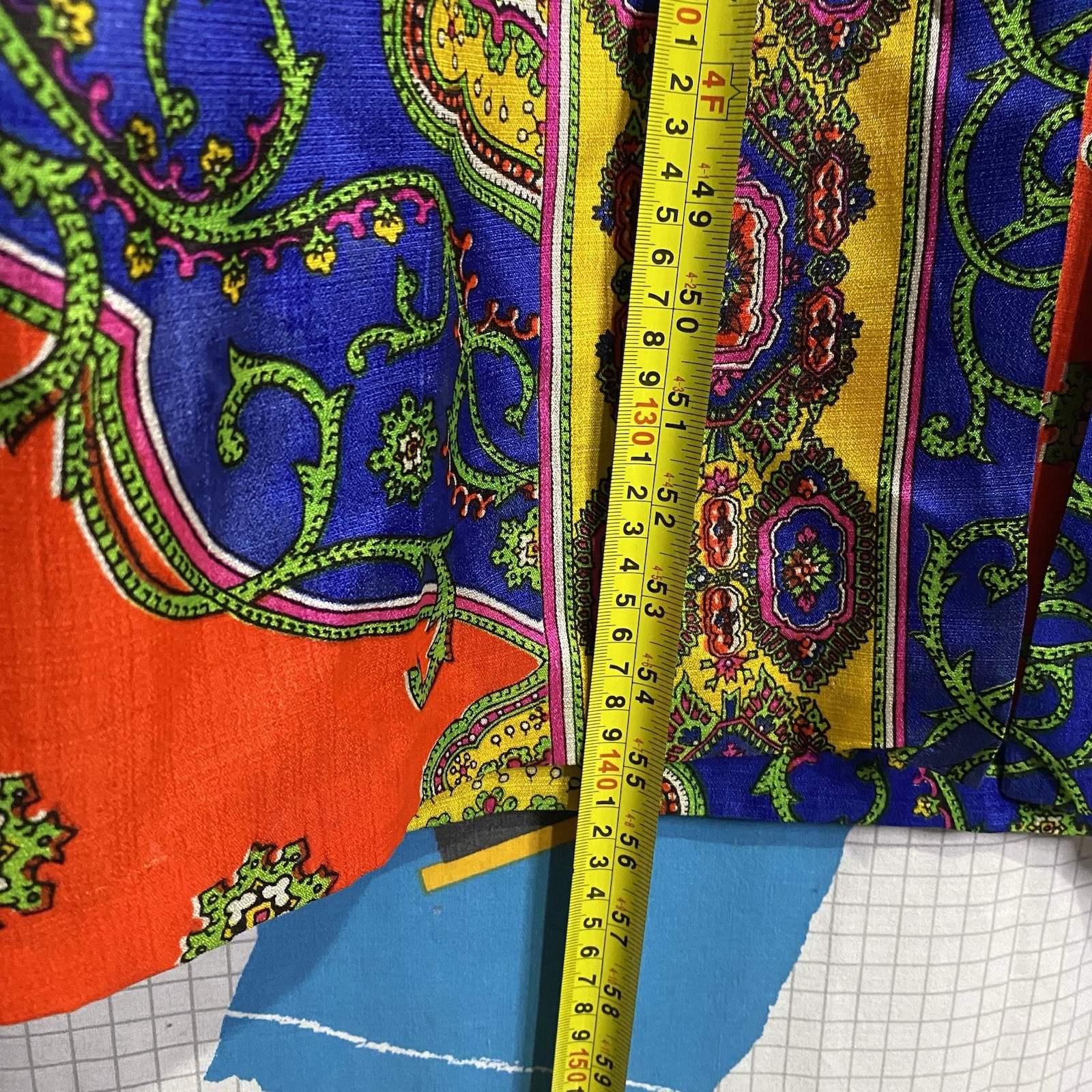 Vintage 60s Pyschedelic Kaftan Dress Small Wrap Hippie Boho Paisley Mod 70s
