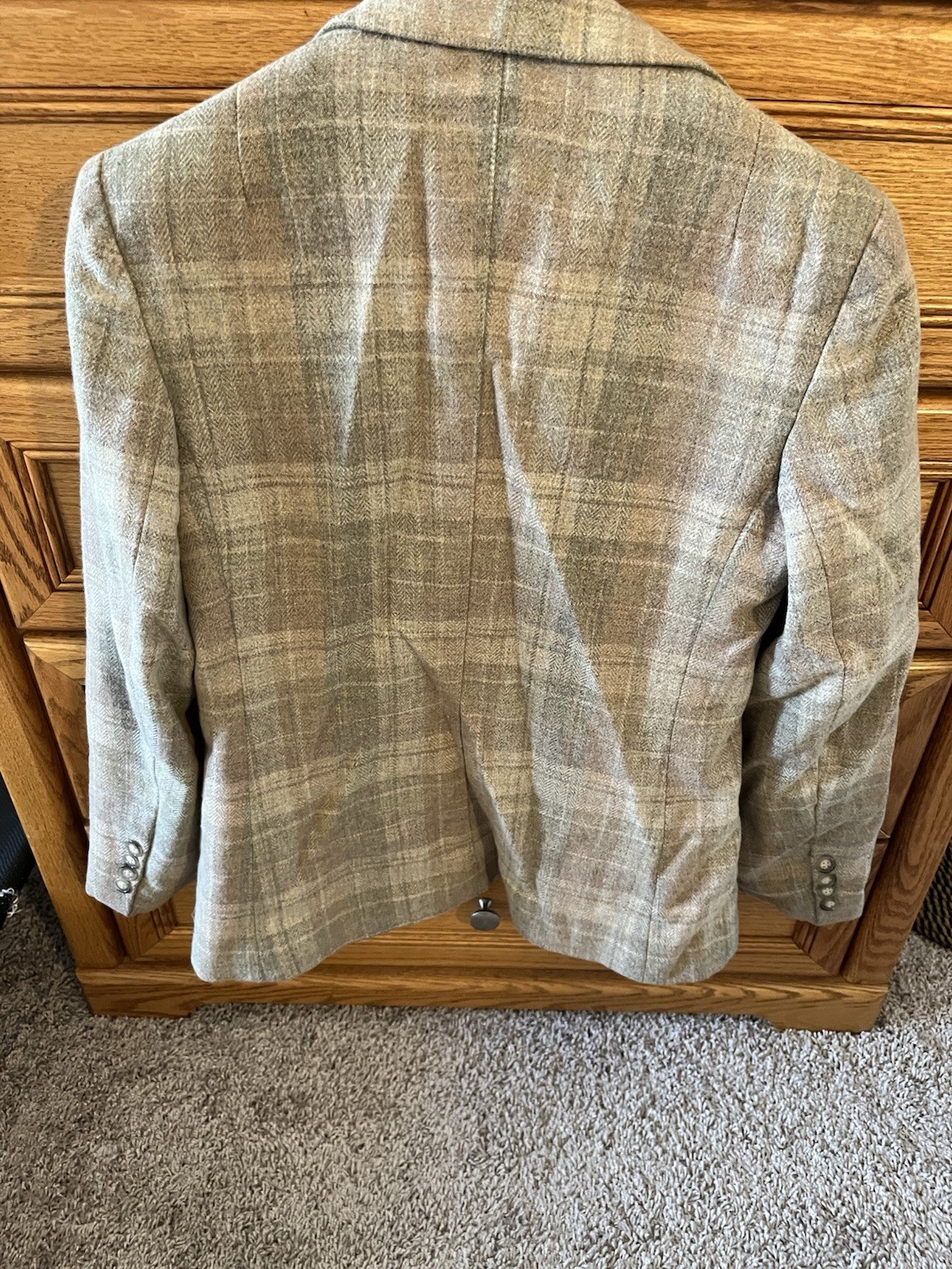 Vintage 90s Evan Picone Plaid Tweed Wool Blazer Jacket Academia Preppy