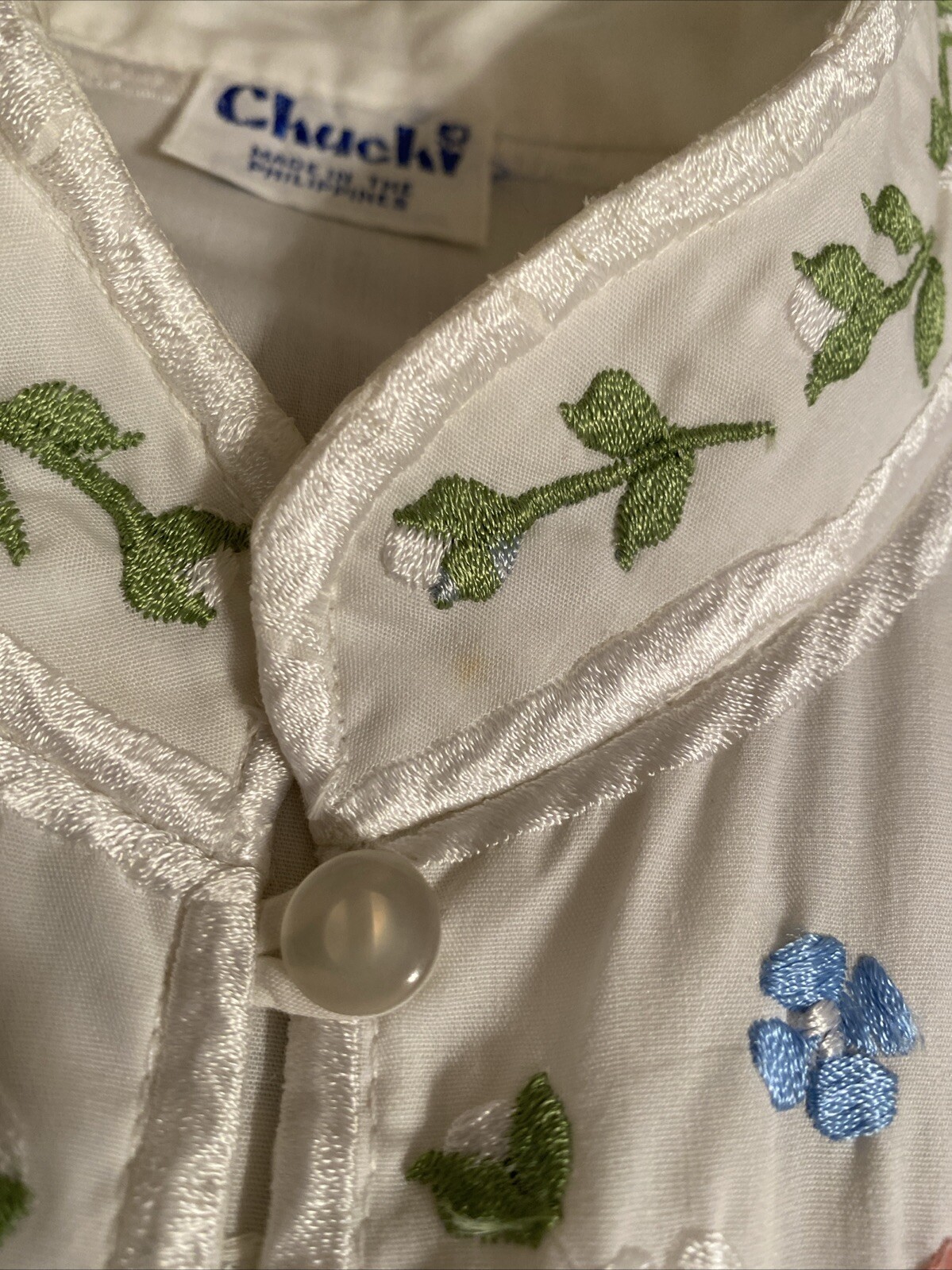 Chuchi Phillipines VTG 50/60s Intricately Embroid’d Floral Blouse Wom Estim S/M