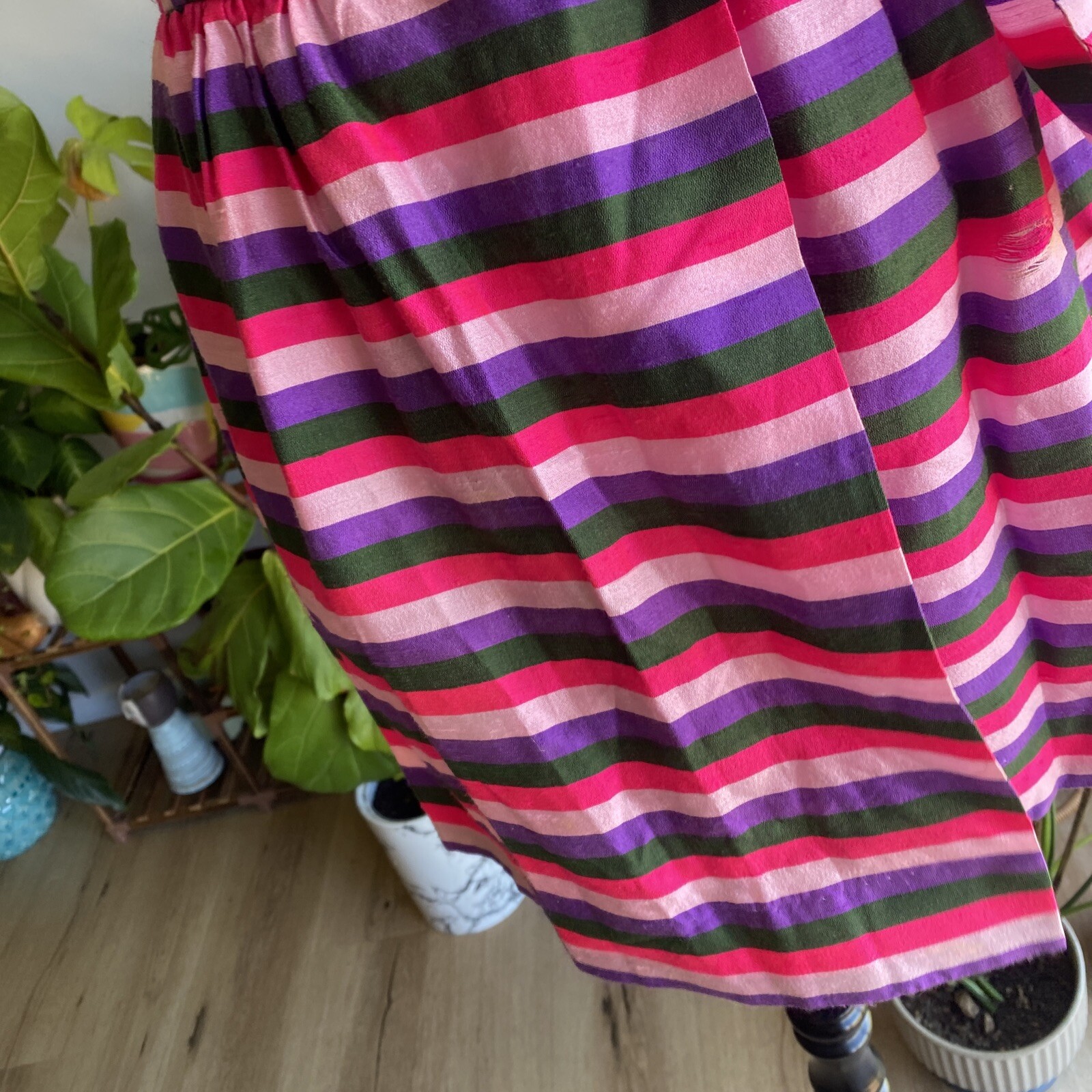 Vintage Prue Acton Dress Fits Au 8 XS/S Multicolour Stripe Silk Wrap Mini Dress