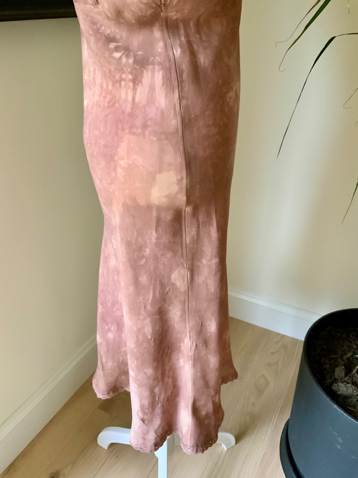 1930s Hand Dyed Silk Dress | Artistically Restored Vintage Lace Appliqué Dress