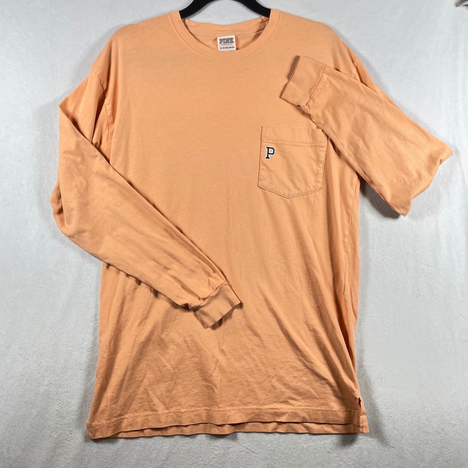 Y2K PINK long sleeve logo tee soft faded victorias secret XS 2000s lounge