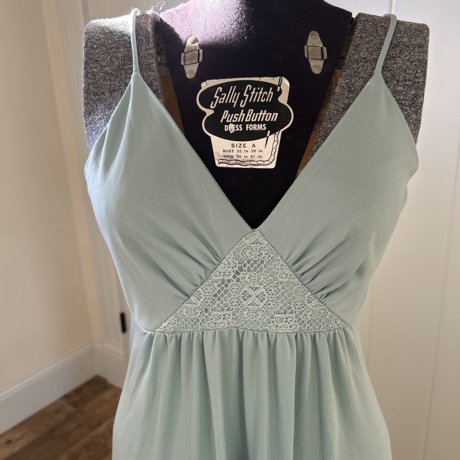 Vintage 1970’s Vicky Vaughn Blue Spaghetti Strap Dress With Waist Tie Jacket