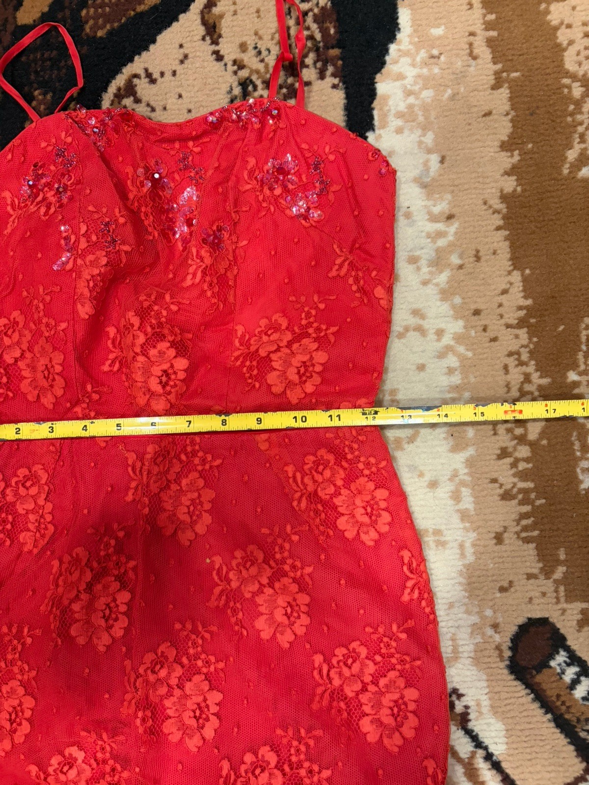 Vintage Mid century 1960s Red Sequin Ball Gown Size S Dress Prom 60s Rafaela USA