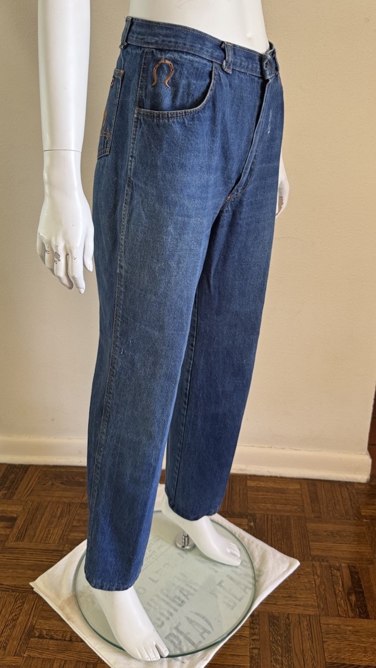 70s Vtg Jean Michele Paris Western Cowgirl Denim Jeans W 27 L 30 Embroidered