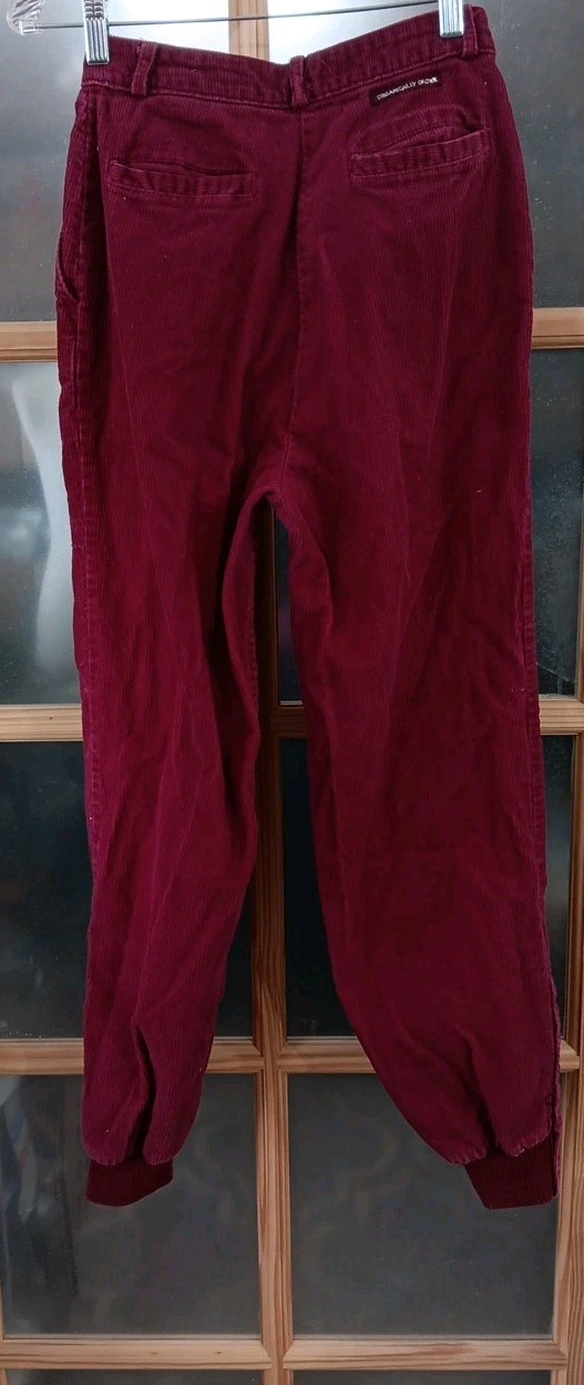 Rare Vintage Corduroy Pants Snap Ankle Organically Grown 80s High Waist 24X29