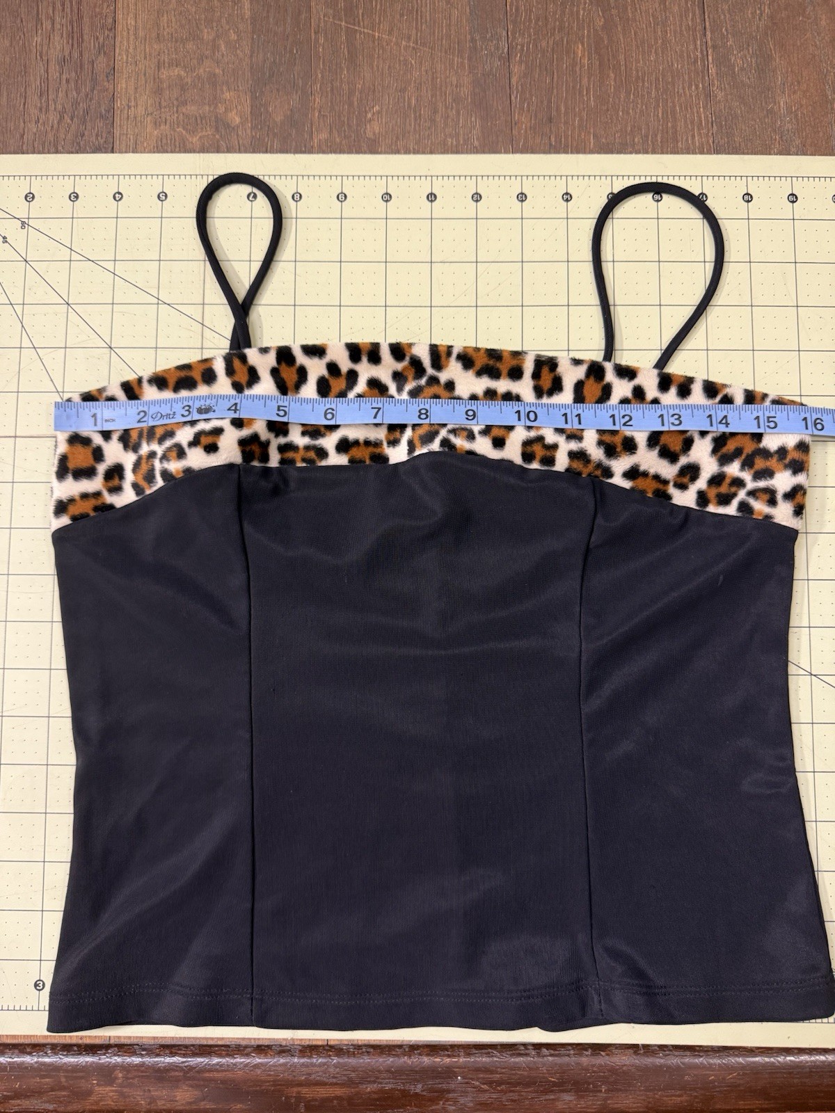 Rave city vintage black camisole with leopard print trim