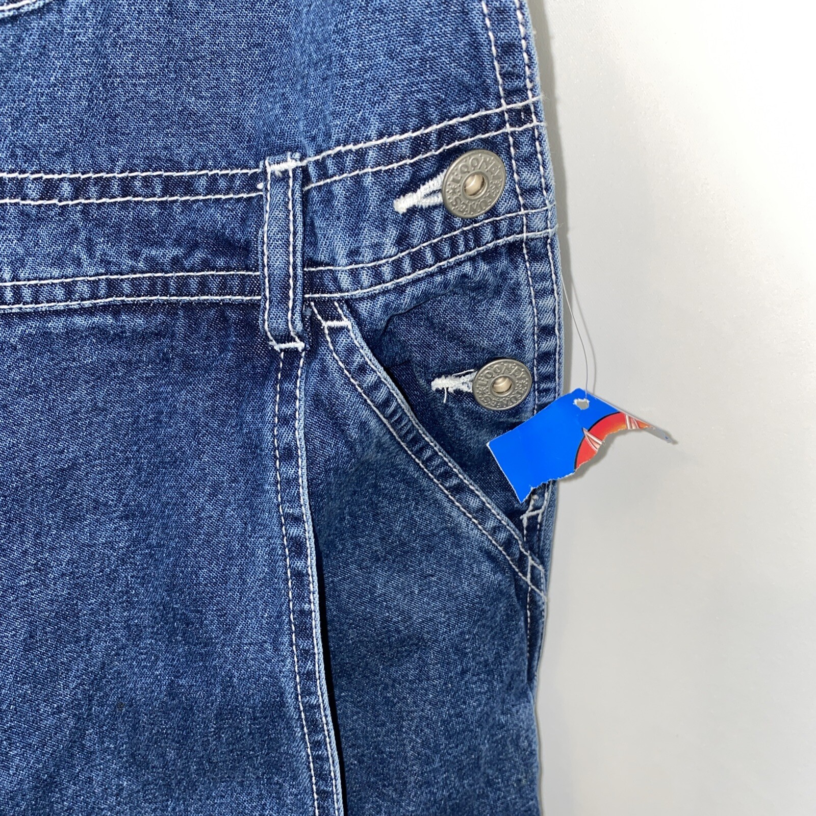 VTG Warner Bros Tweety Bird Bib Skortalls Women’s L Blue Denim Romper ’90s Y2K