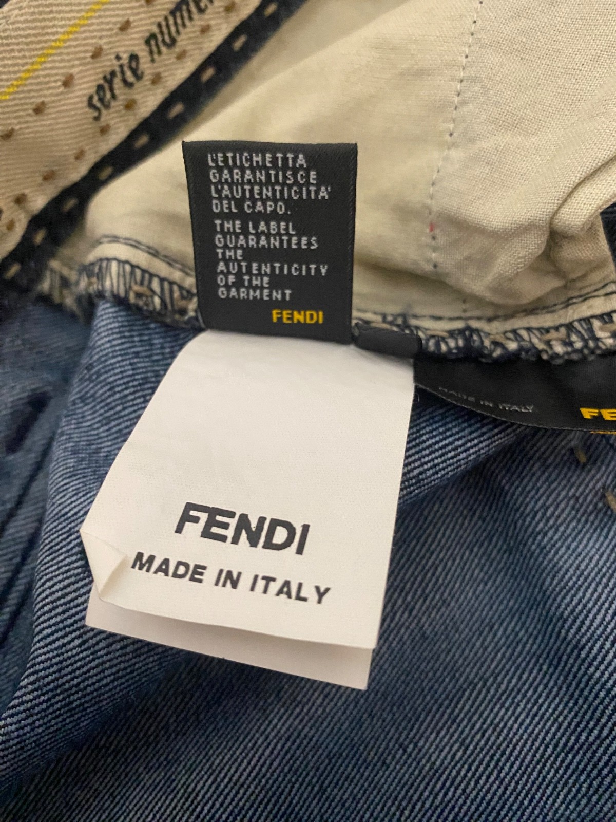 FENDI Selleria Serie Numerata Denim Jeans Blue Straight Leg Size IT 40 Made Ital