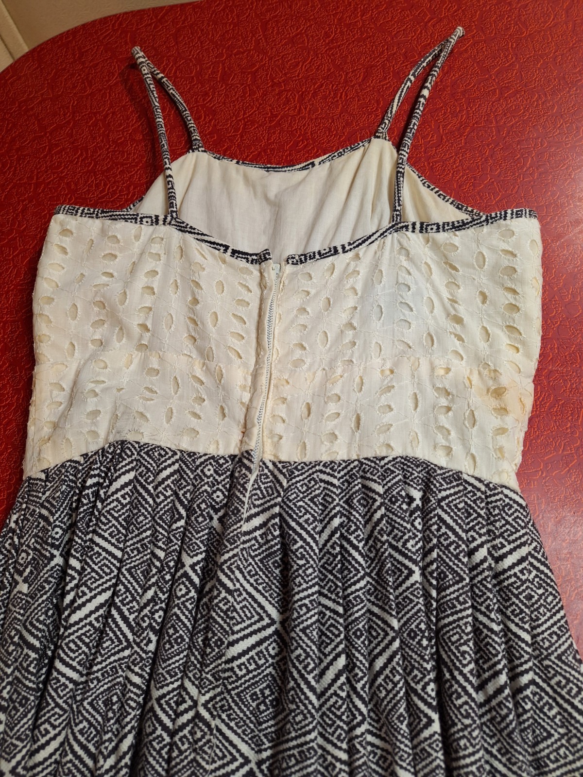 True VTG Mid-century Mod 1960s Sa’bett of California Eyelet Sundress S Dress 60s
