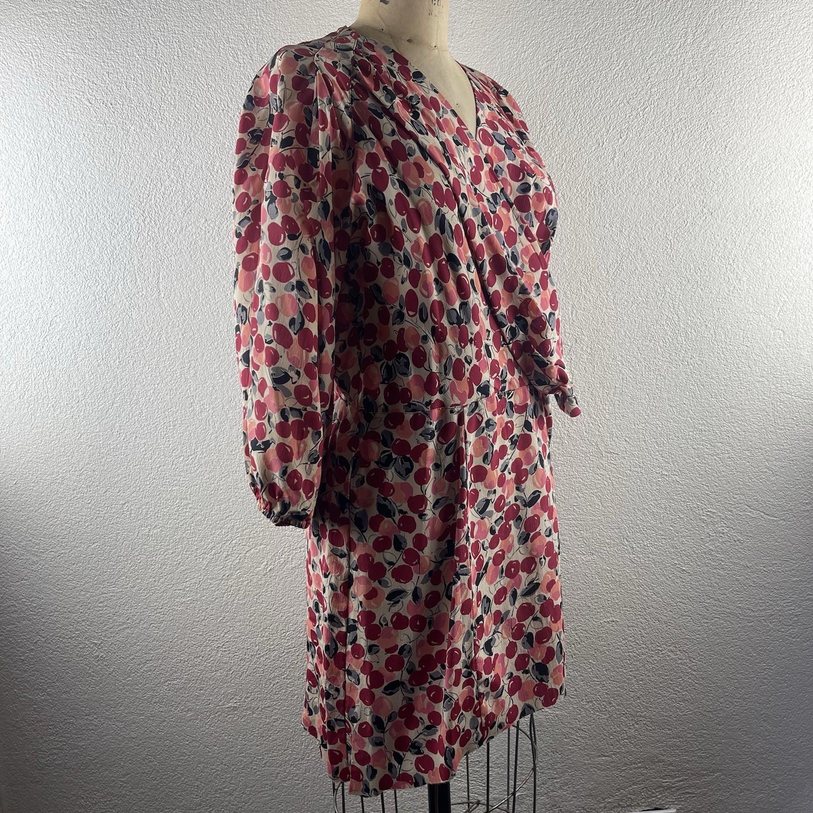 Vintage l 30s L Novelty Cherry Print Rayon Blouse Dress Fabric Remnant Repurpose