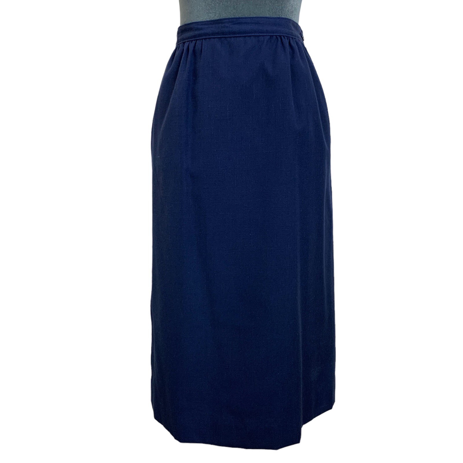 Vintage 80s Pendleton Womens 4 27 Silk Blend Blue Skirt Pockets USA Office Siren