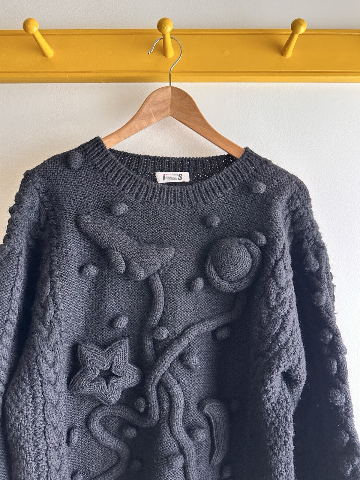 ISSEY MIYAKE I.S. Sport vintage stars, moon, planet 3D popcorn crewneck sweater