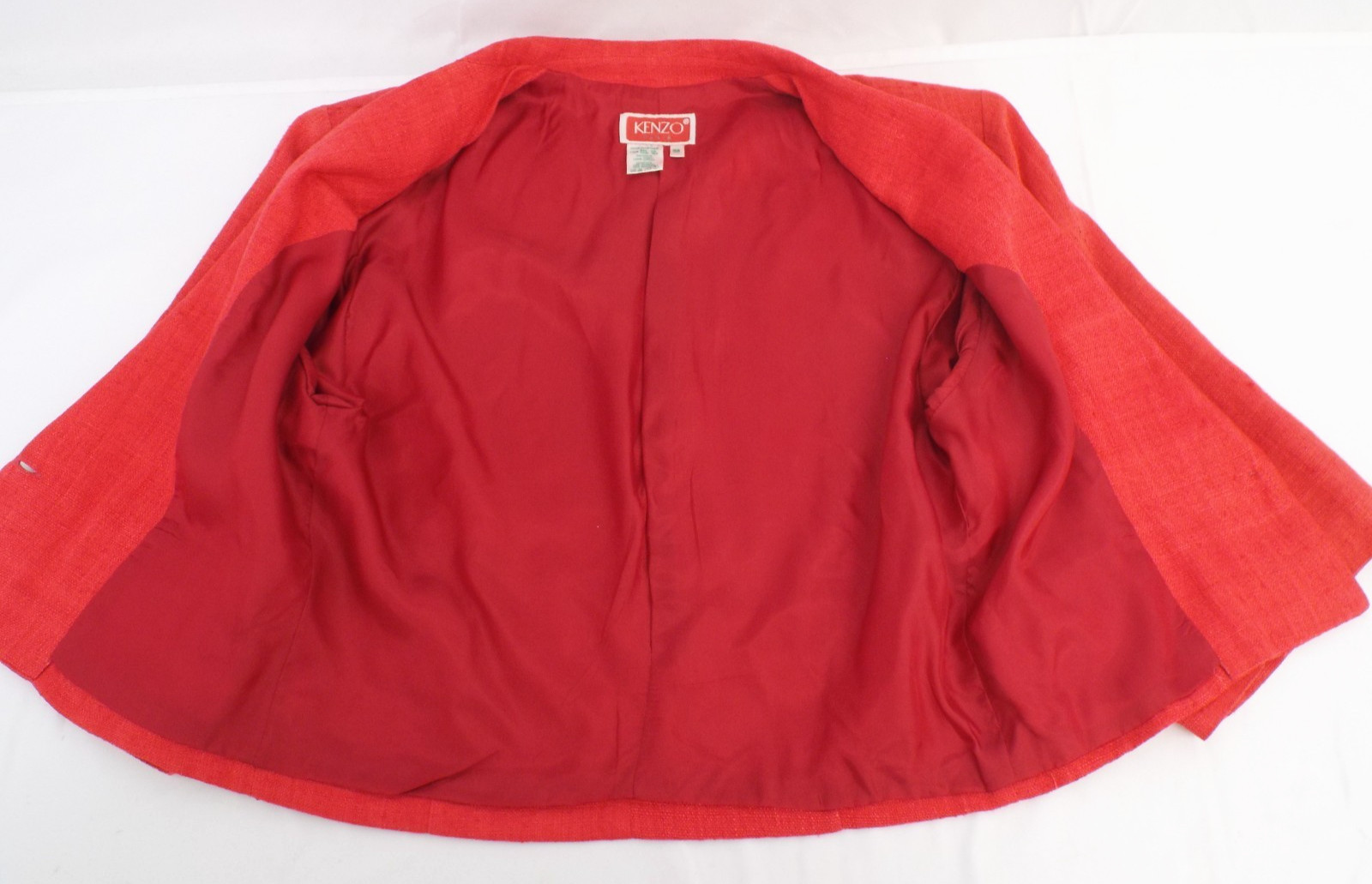 Vintage 1980s KENZO Red Silk Suit Cropped Blazer Jacket & Pleated Pants 38 Small