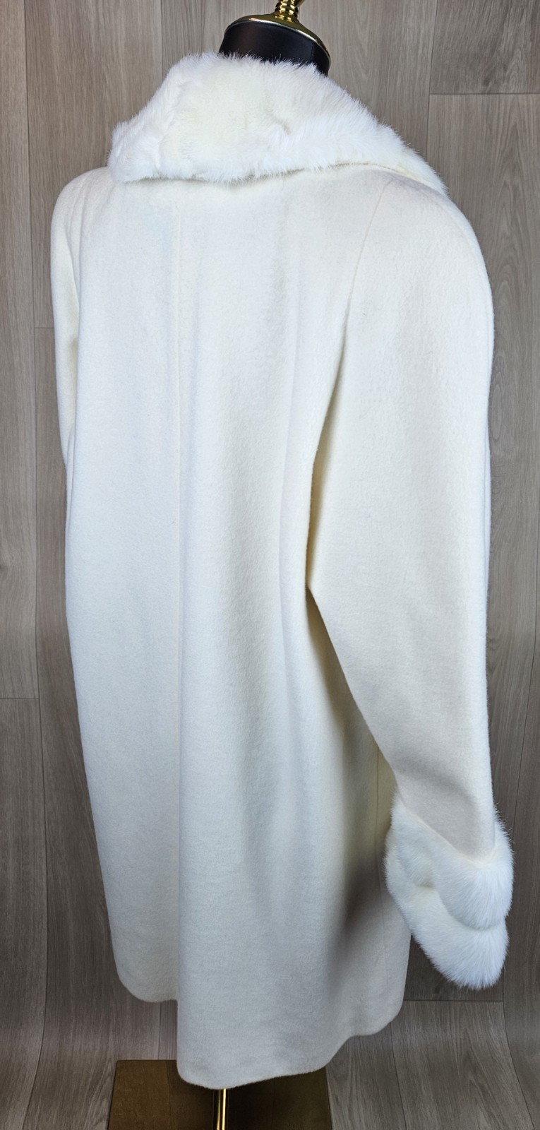 NWT Vtg Monterey Fashions White Faux Fur Wool Long Coat Sz 10 Overcoat Mob Wife
