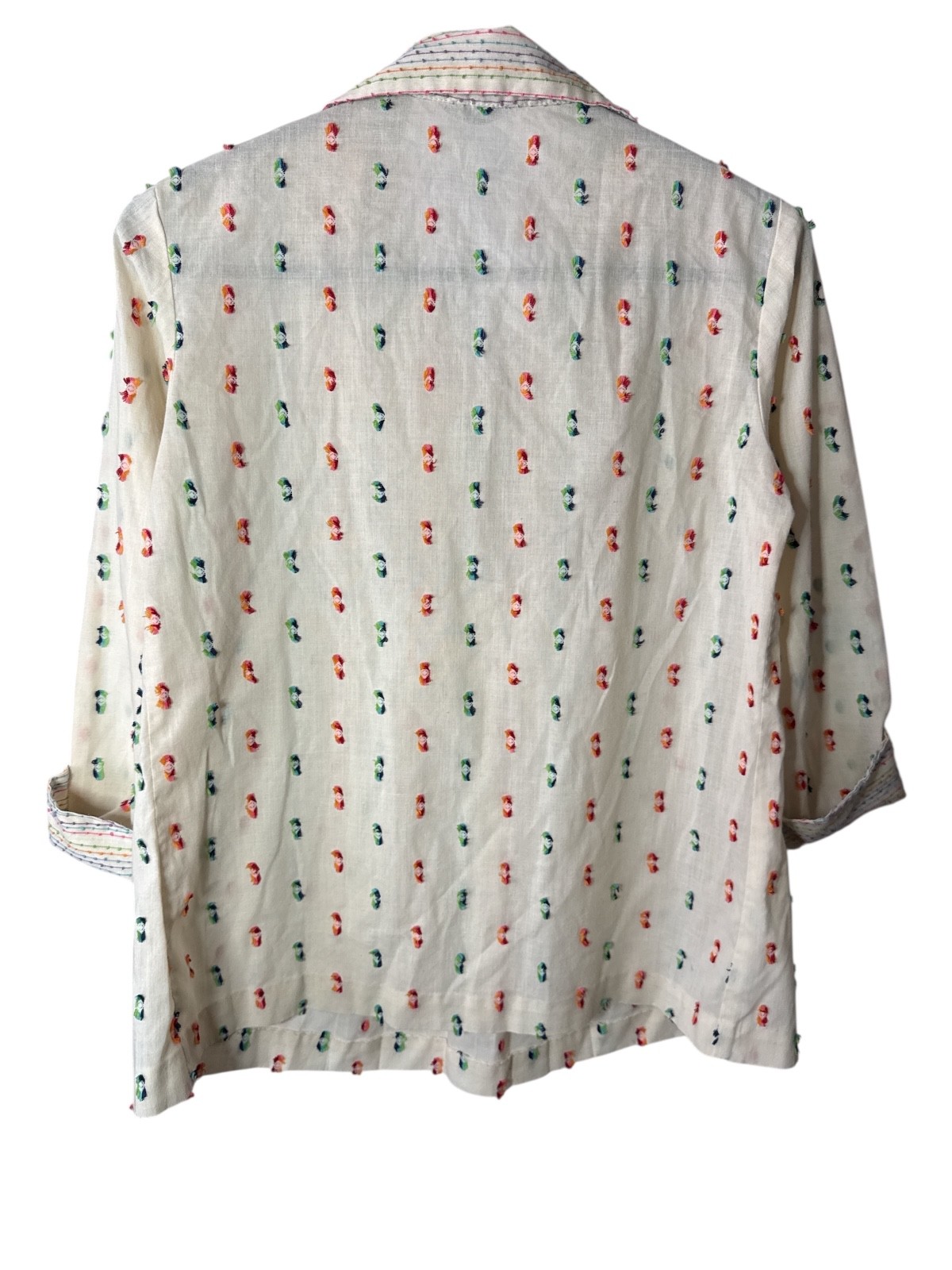 Vintage Handmade Blouse Women’s Embroidered Cotton Boho Folk Peasant Top